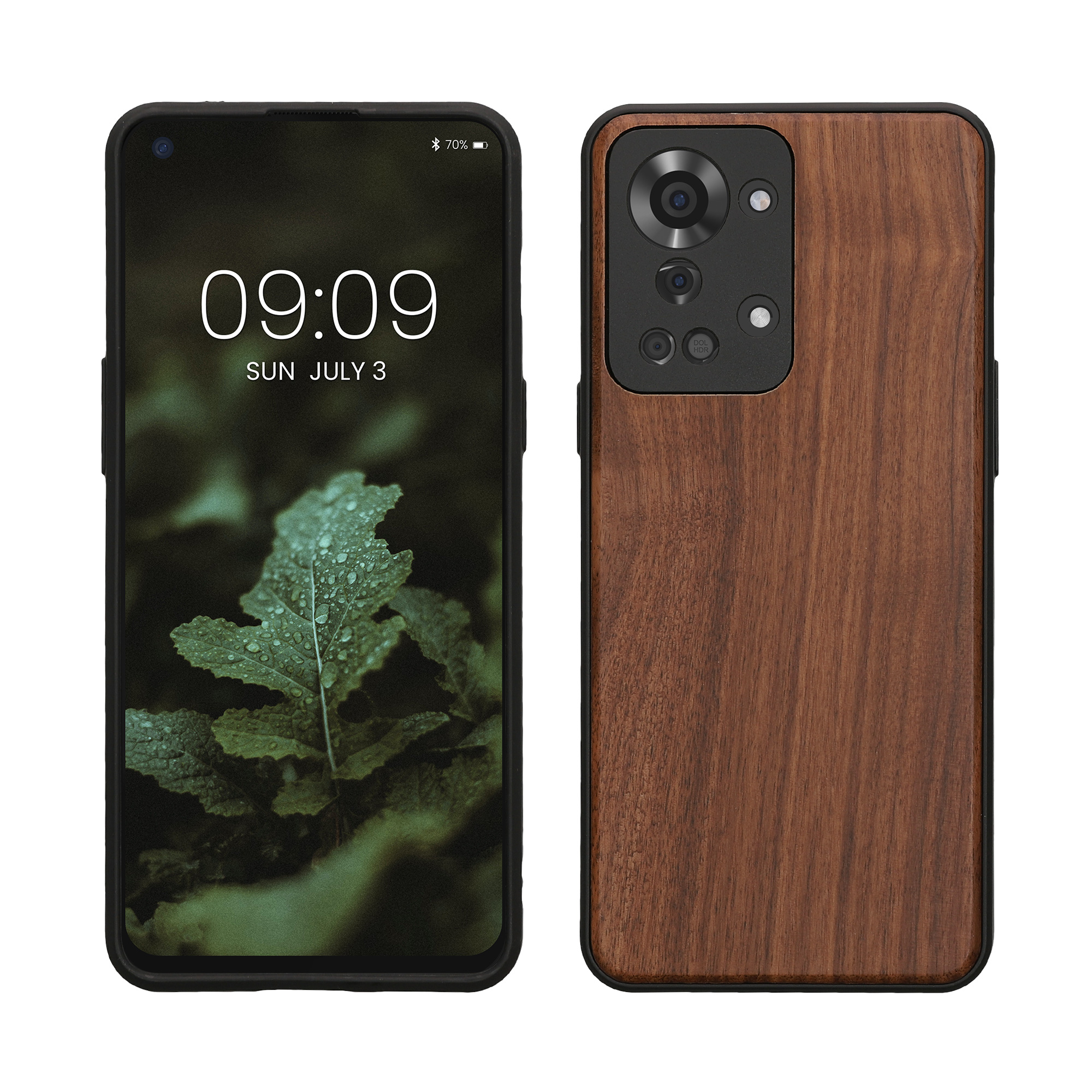 Kwmobile Dřevěný kryt OnePlus Nord 2T 5G tmavě hnědá
