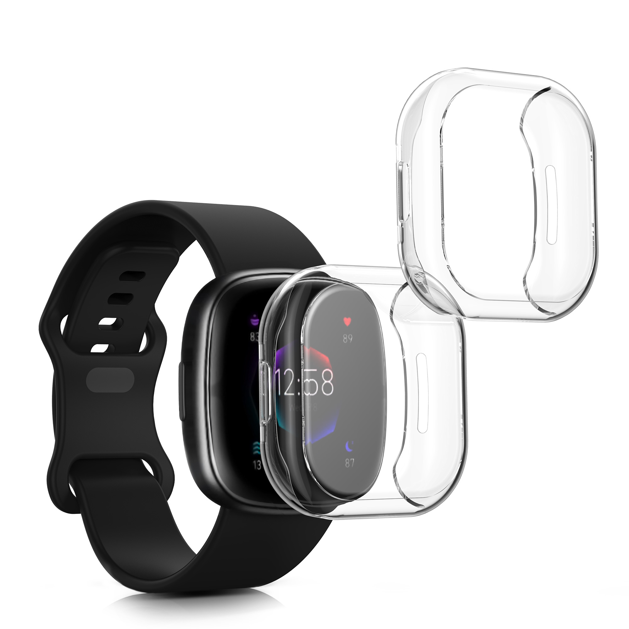 2 ks Ochranný kryt na hodinky kwmobile pro Fitbit Versa 4 / Sense 2 - transparentní