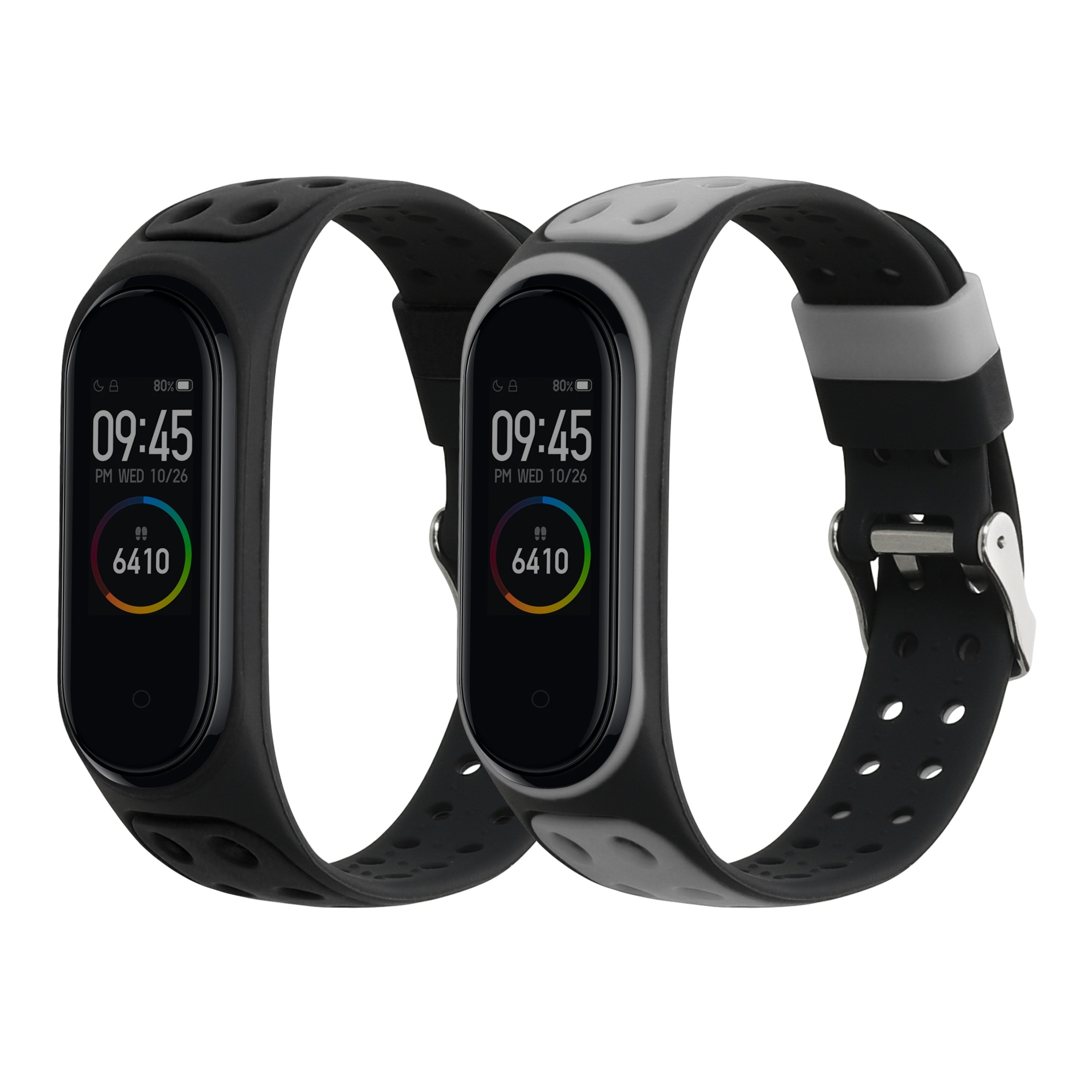 Silikonové řemínky pro Xiaomi Mi Band 4 / Mi Band 3, 2 ks kwmobile ‑ černá / černá / černá / šedá