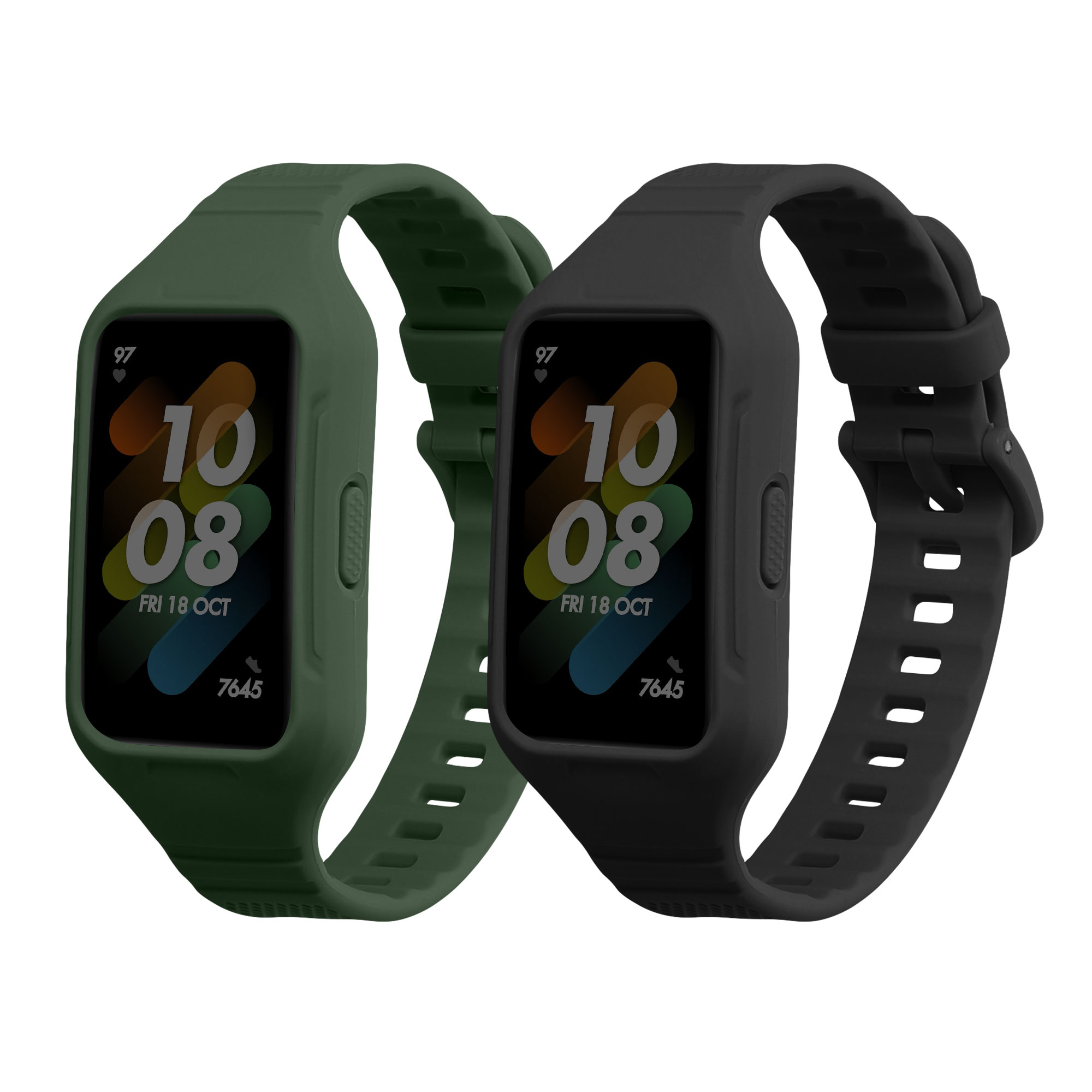 Sada řemínků na chytré hodinky Huawei Band 7 / Band 6 / Honor Band 6 2 ks černo-tmavě zelené