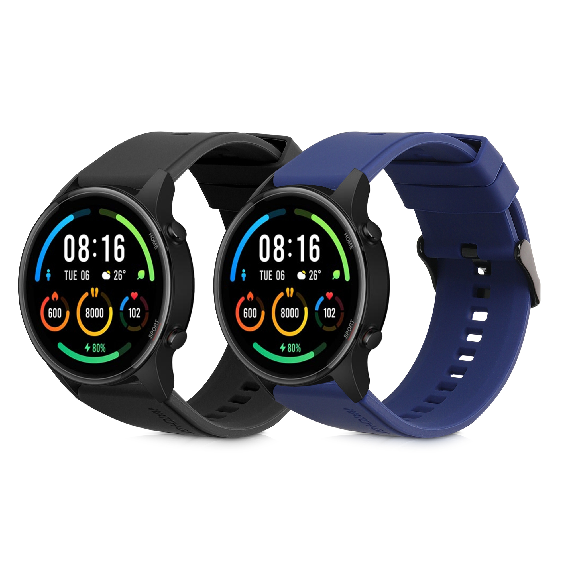 Řemínek na hodinky kwmobile silikonový pro Xiaomi Watch S4/S4 Sport/S3/S2/Watch S1 Active/Redmi Watch 5 Active, černá / tmavě