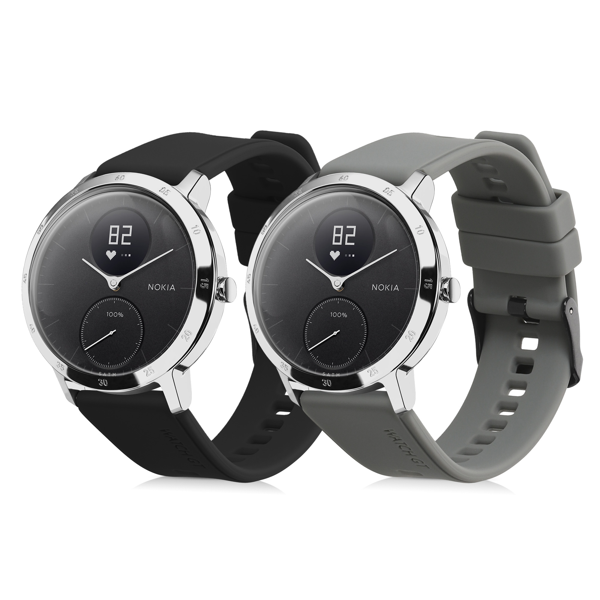 2x Řemínek Withings ScanWatch 42mm / Steel HR 40mm / ScanWatch Horizon kwmobile - černá / šedá