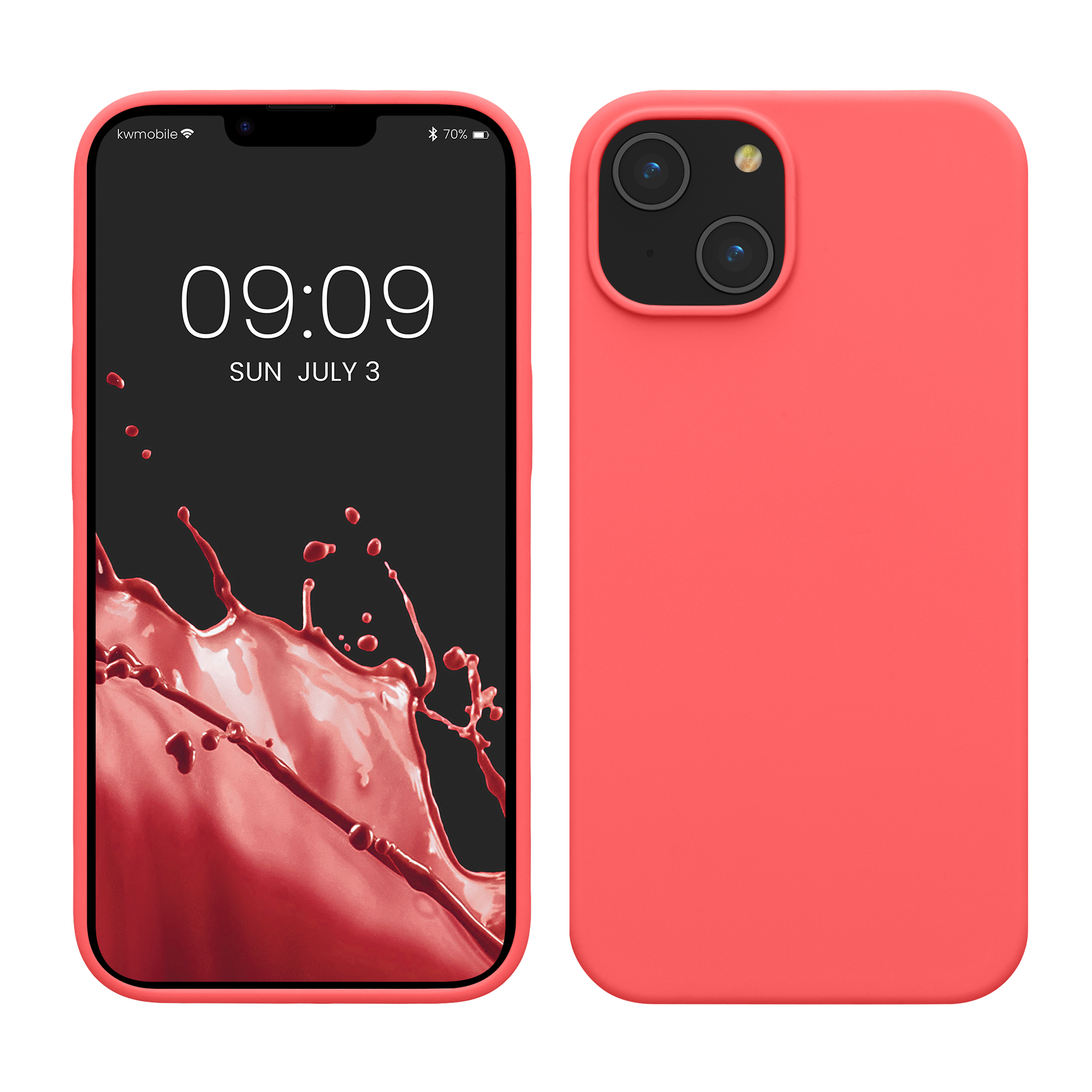 Pouzdro pro iPhone 14 kwmobile tenké silikonové - neonově korálová
