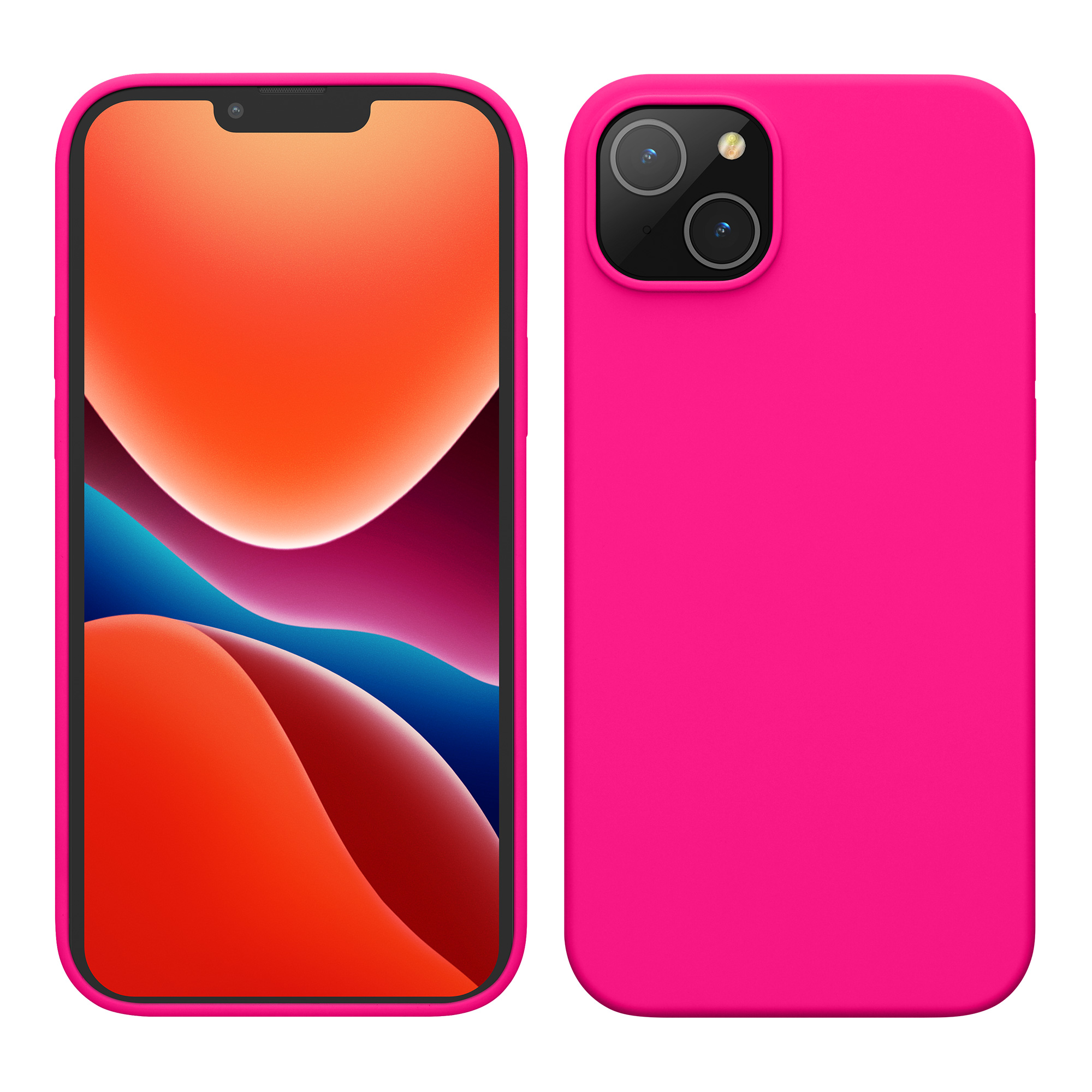 Pouzdro pro iPhone 14 Plus kwmobile tenké silikonové - neonově růžová