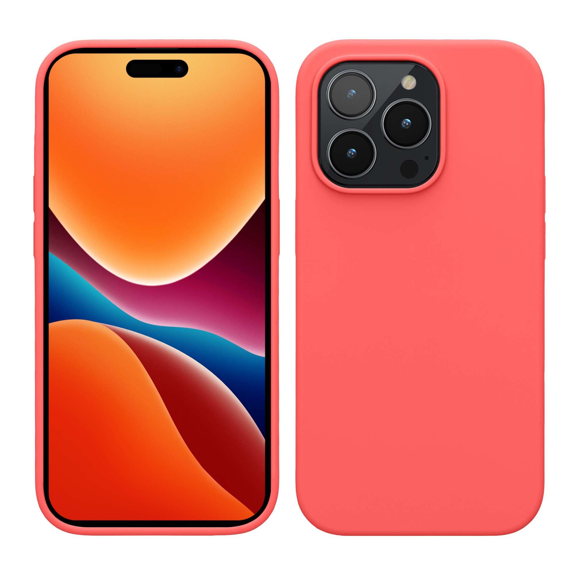 Pouzdro pro iPhone 14 Pro kwmobile tenké silikonové - neonově korálová