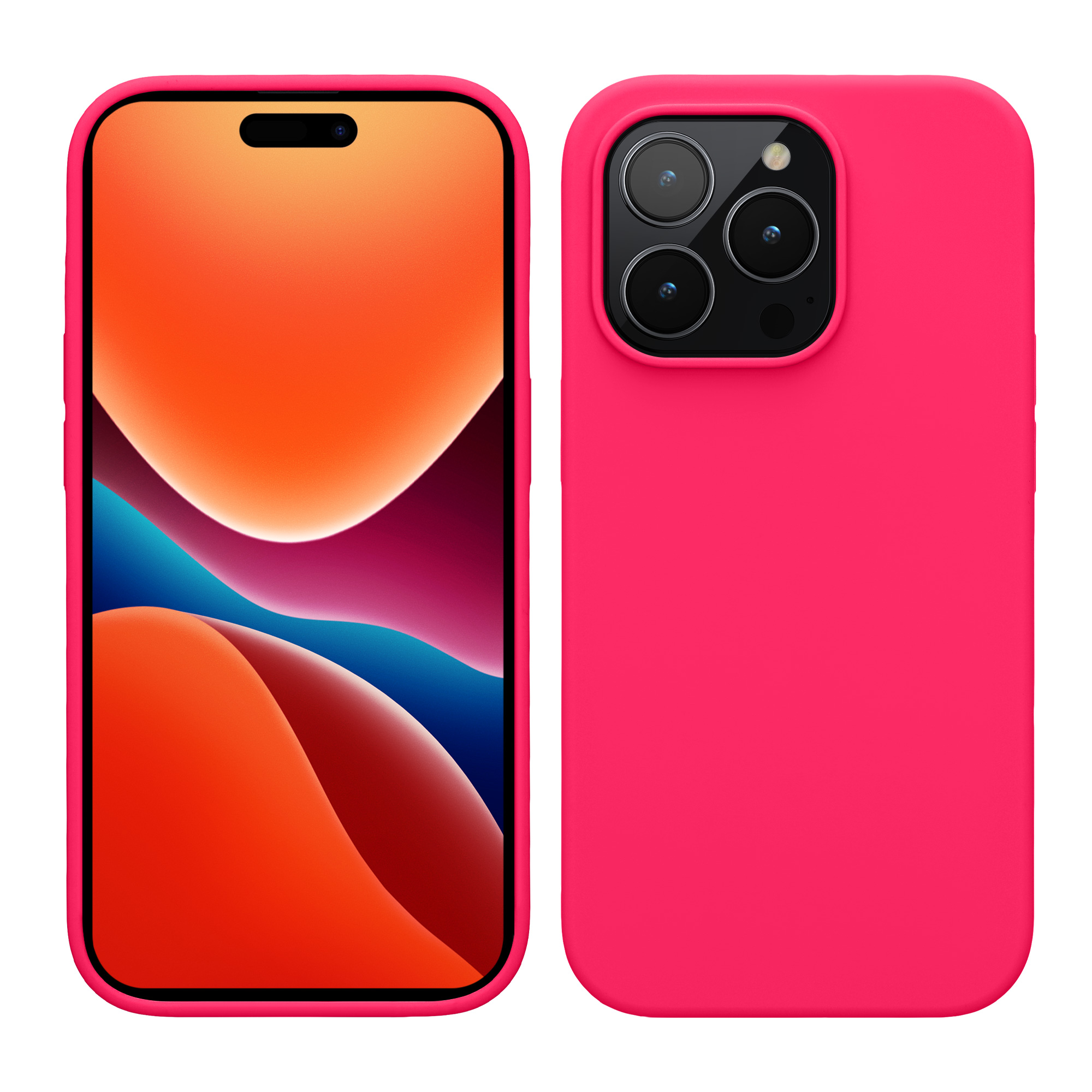 Kryt kwmobile slim iPhone 14 Pro neonově růžová