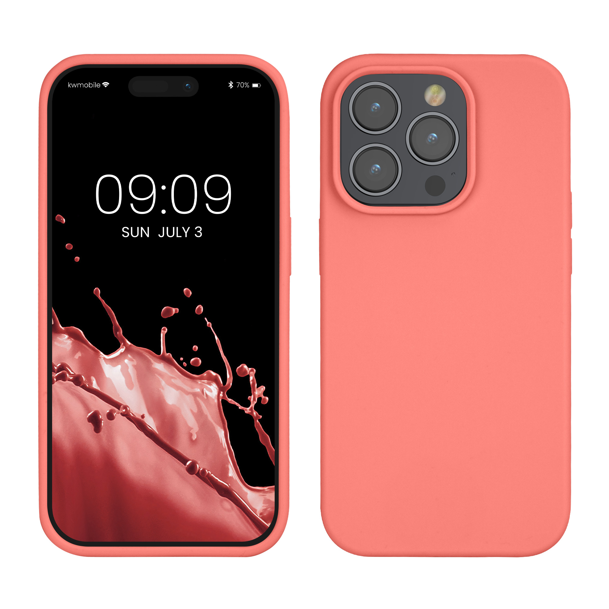 Pouzdro pro iPhone 14 Pro kwmobile tenké silikonové - pastelová korálová