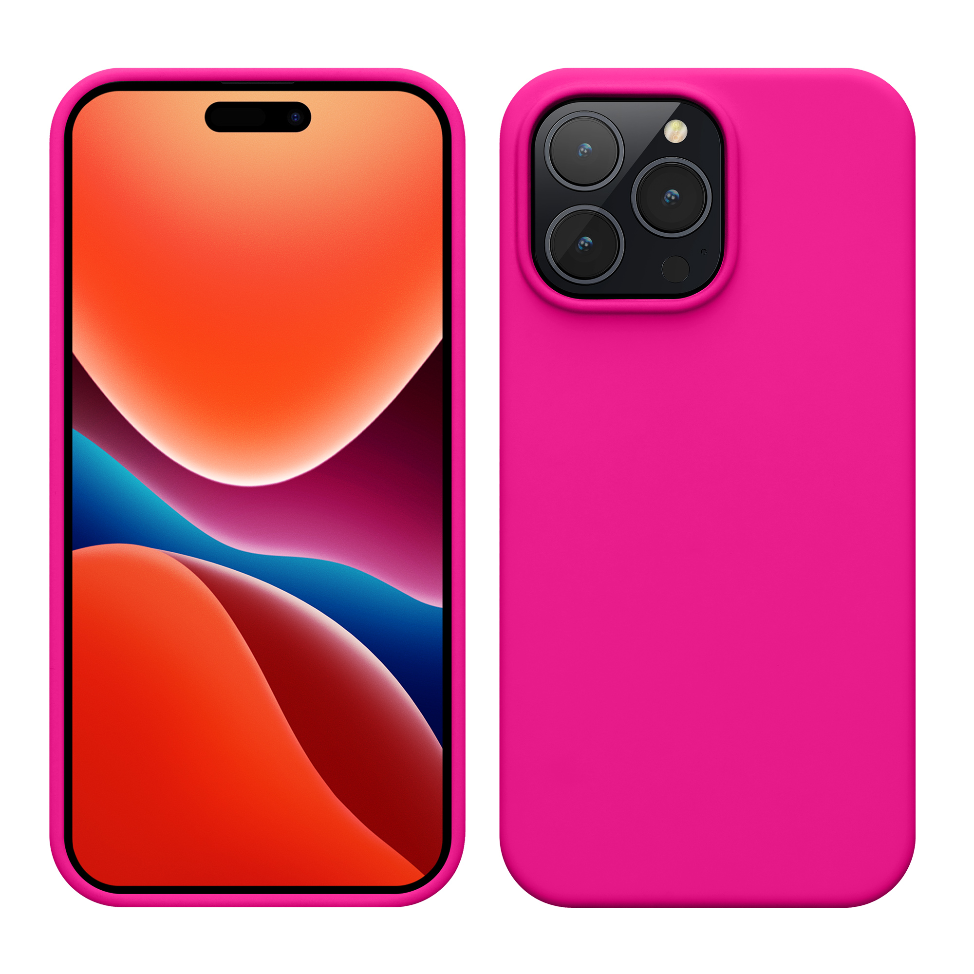 Pouzdro pro iPhone 14 Pro Max kwmobile tenké silikonové - neonově růžová