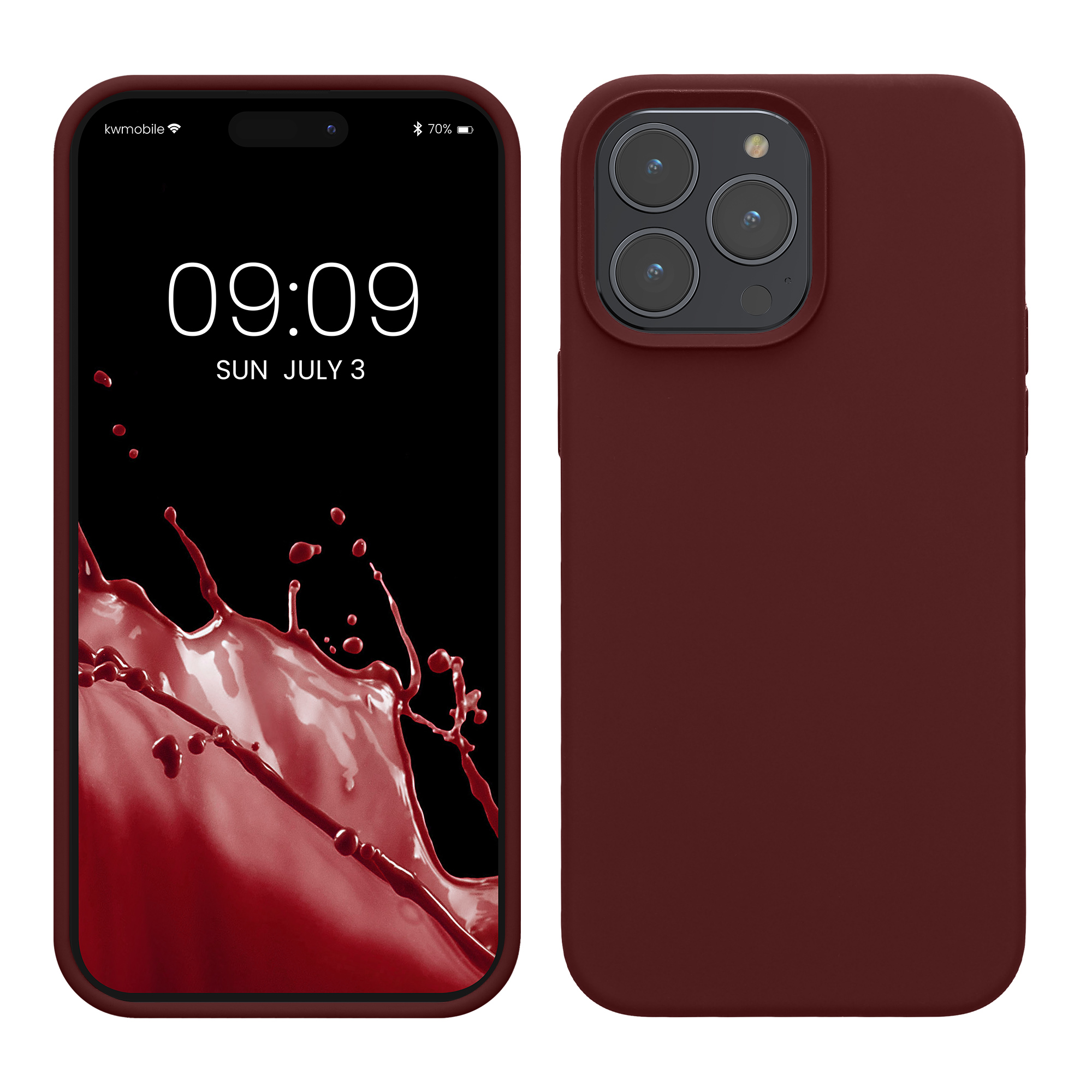 Pouzdro pro iPhone 14 Pro Max kwmobile tenké silikonové - vínově fialová