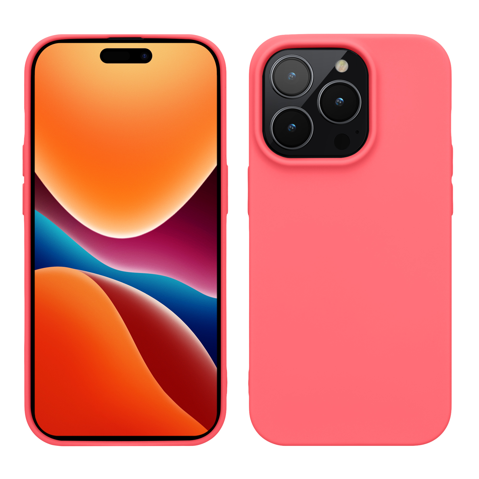 Pouzdro pro iPhone 14 Pro kwmobile tenké silikonové - neonově korálová
