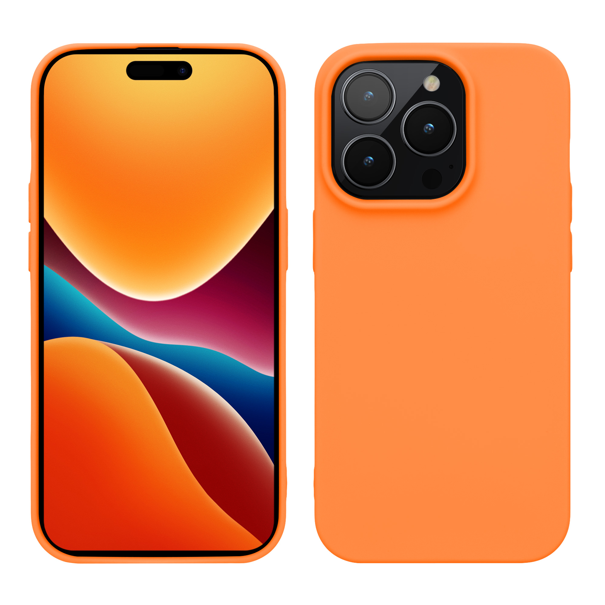 Nabíječka kwmobile slim soft-touch iPhone 14 Pro oranžová