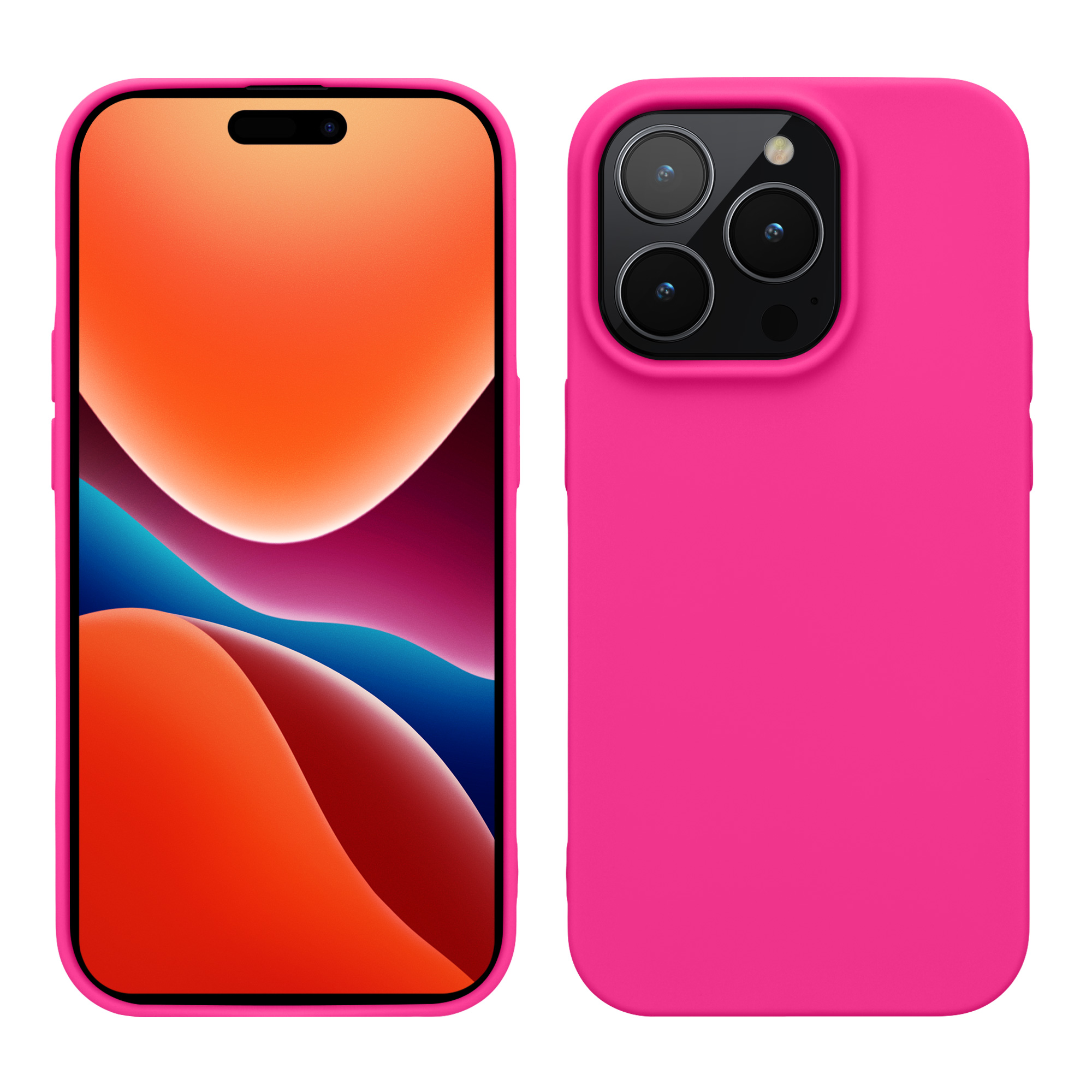 Nabíječka kwmobile slim soft-touch iPhone 14 Pro neonově růžová