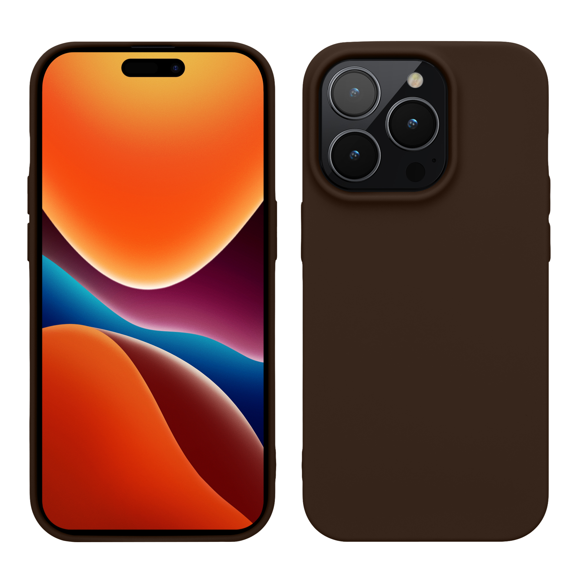 Pouzdro pro iPhone 14 Pro kwmobile tenké silikonové - čokoládová