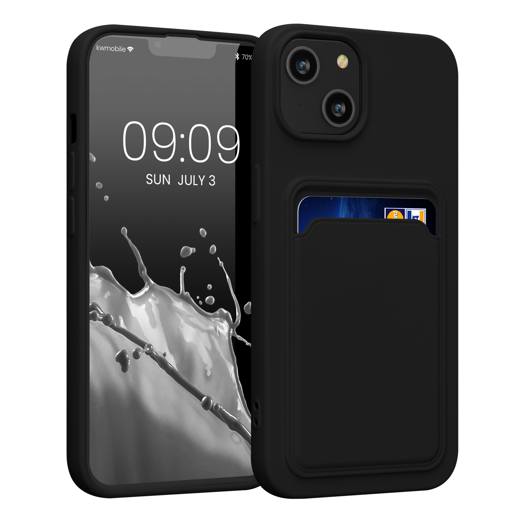 Kryt kwmobile s přihrádkou na kartu iPhone 14 černá