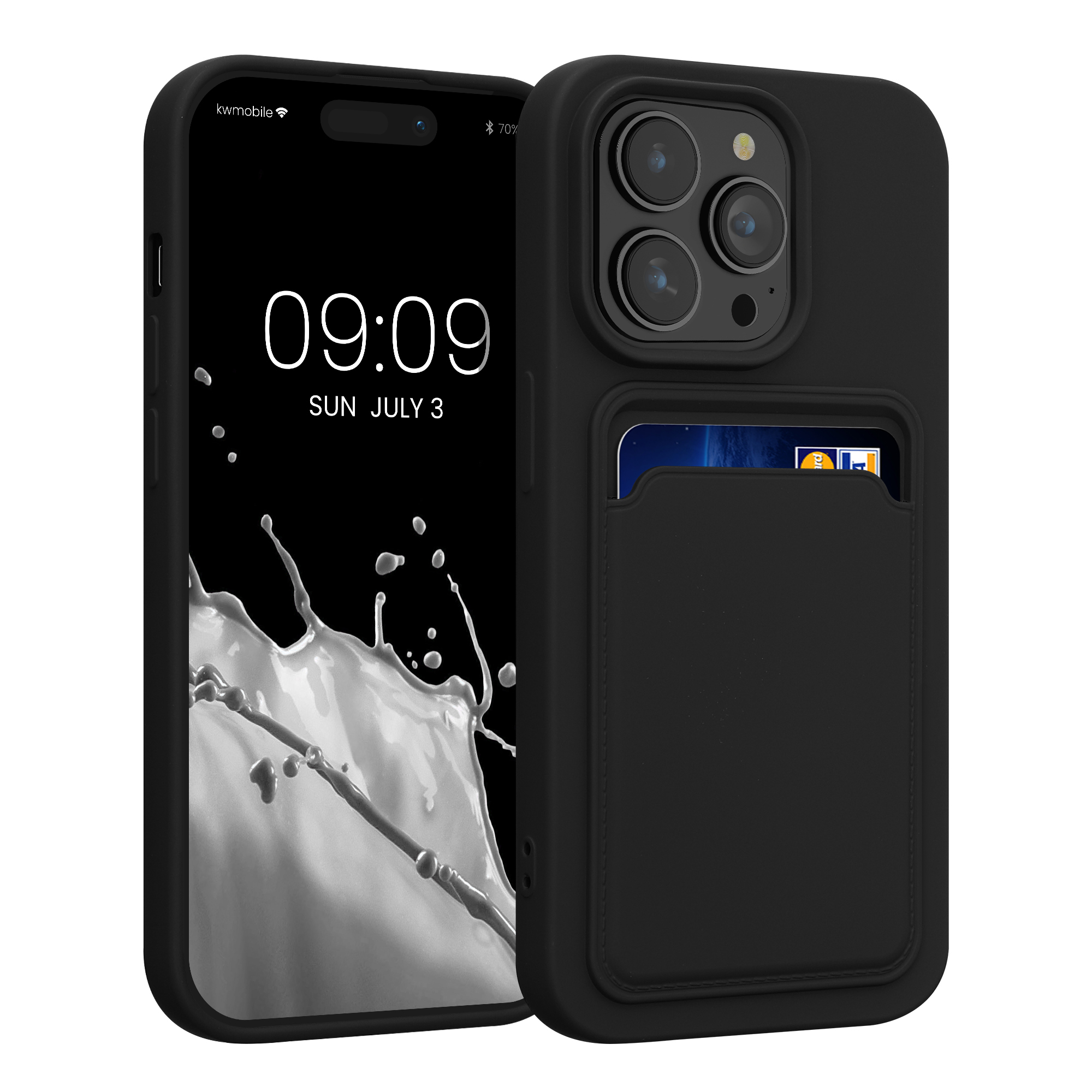 Kryt kwmobile s přihrádkou na kartu iPhone 14 Pro černá