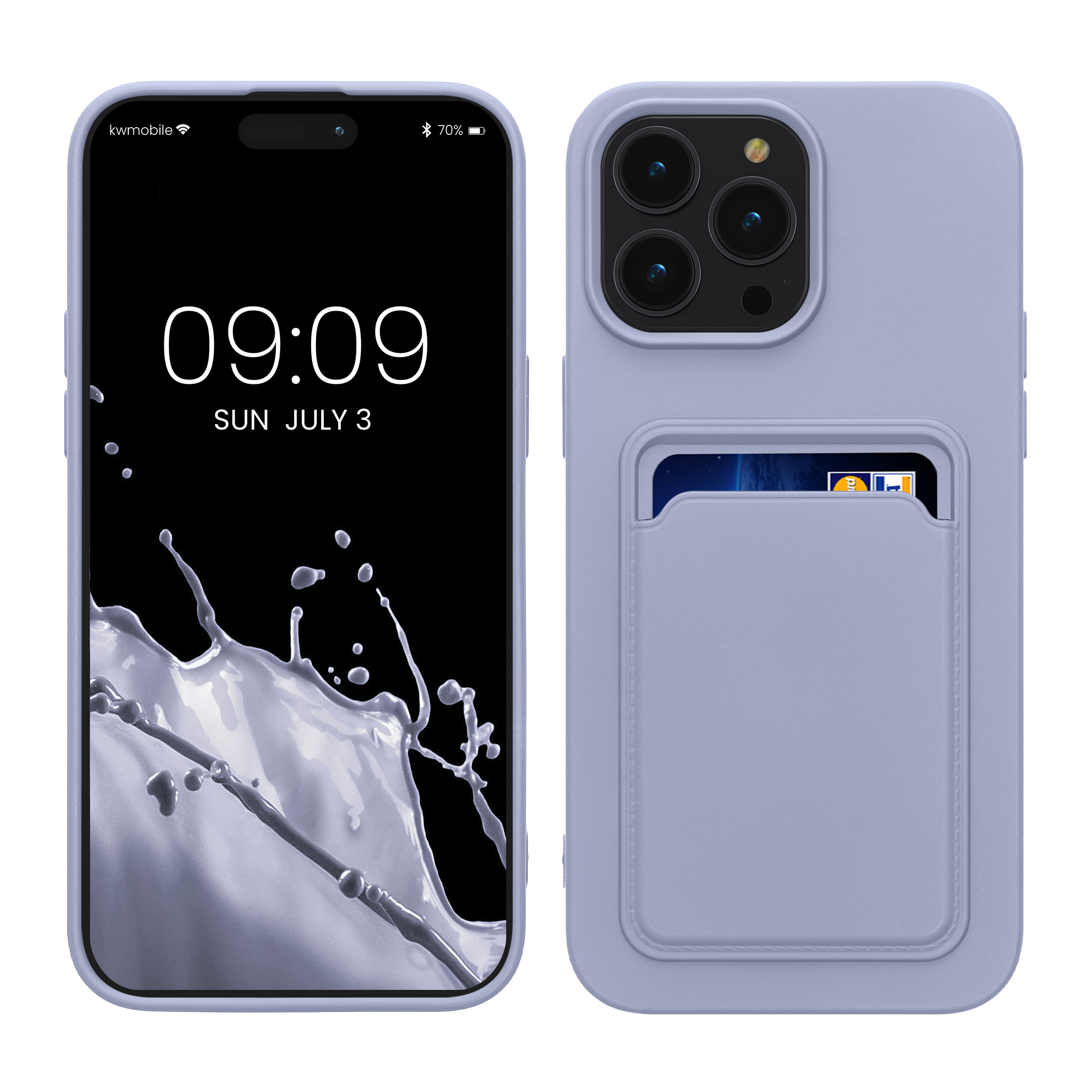 Kryt kwmobile s přihrádkou na kartu iPhone 14 Pro Max levandulová