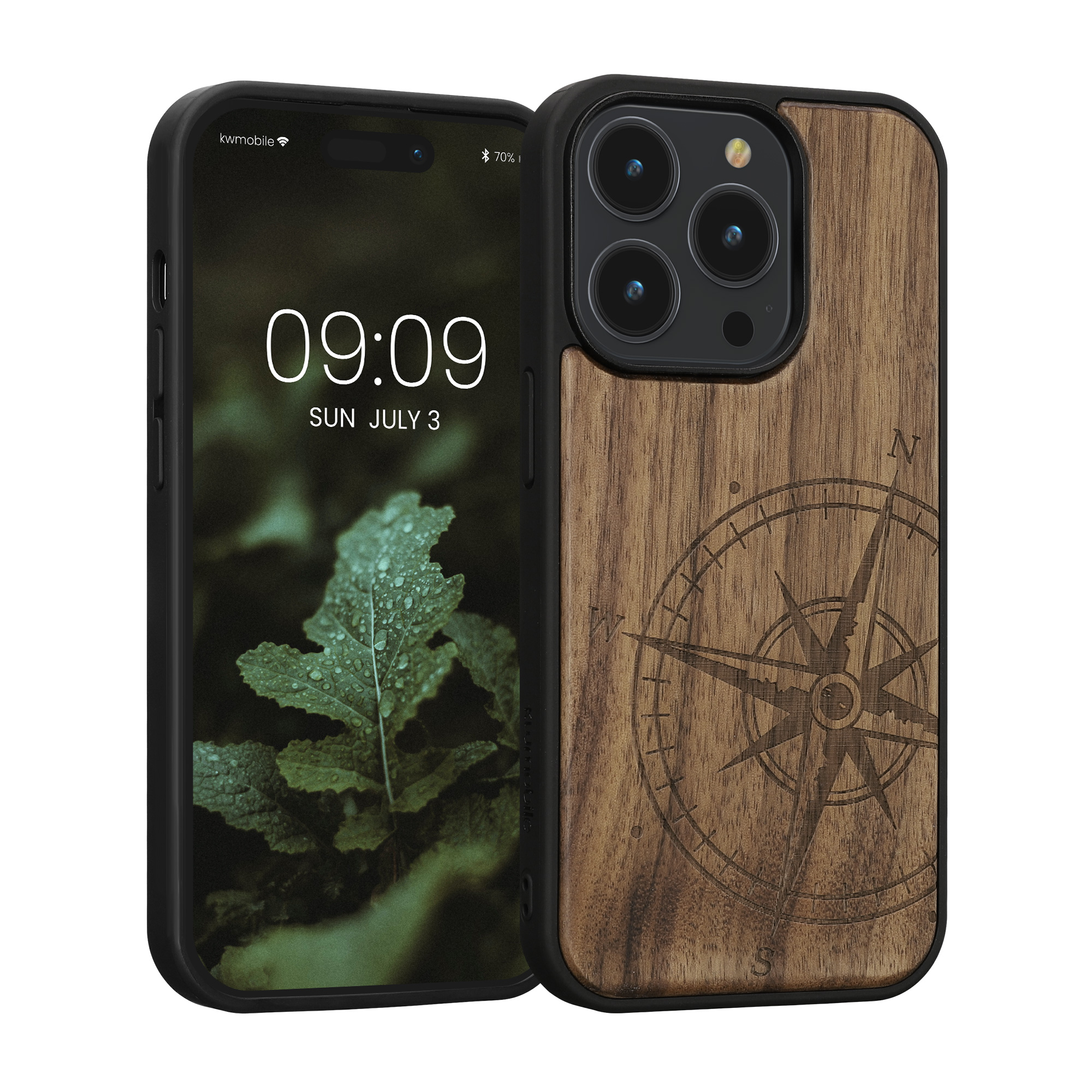 Kryt kwmobile dřevo iPhone 14 Pro tmavě hnědá