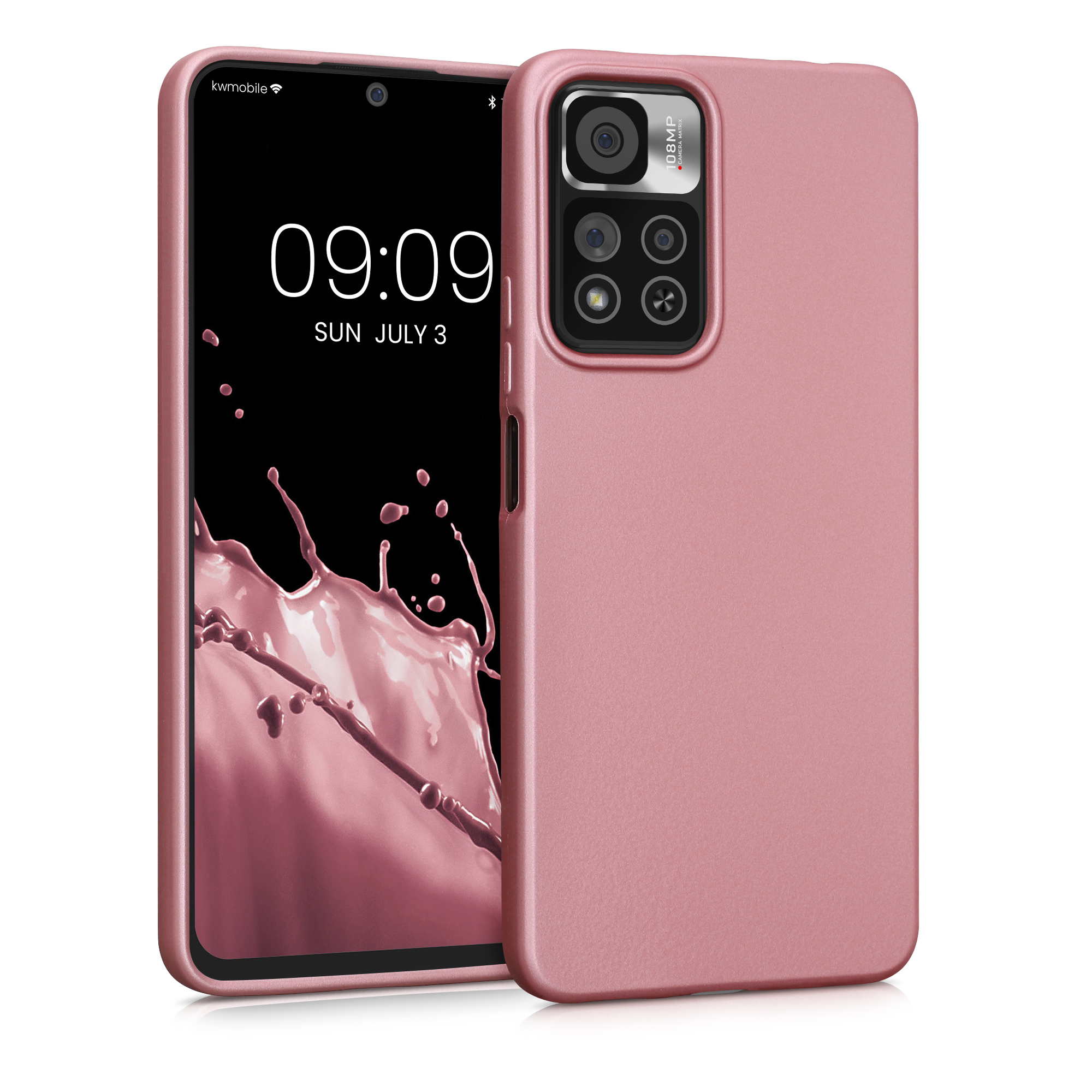 Pouzdro pro Xiaomi Redmi Note 11 Pro+ 5G / Note 11 Pro Plus 5G kwmobile tenké metalické silikonové - metalická růžové zlato