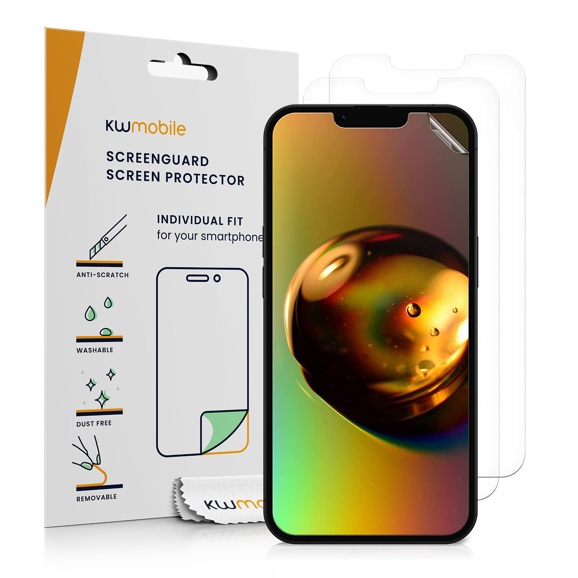 Ochranná fólie na displej iPhone 14 kwmobile 3 ks čirá - varianta 1