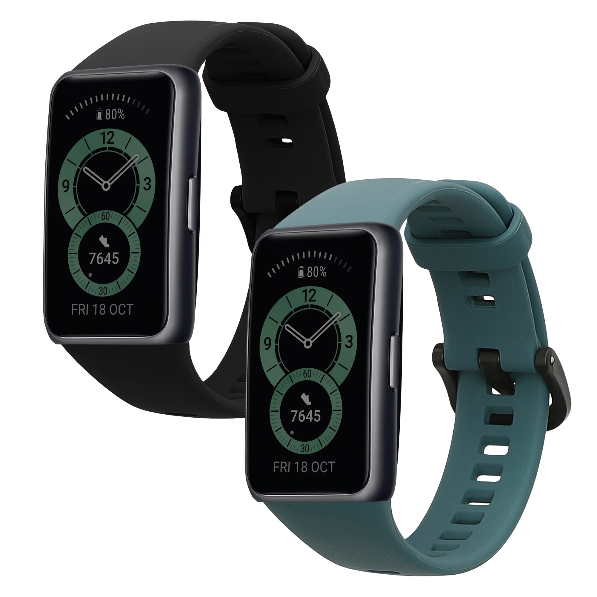 Řemínky pro Huawei Band 6 kwmobile silikonové - černá / mechově zelená