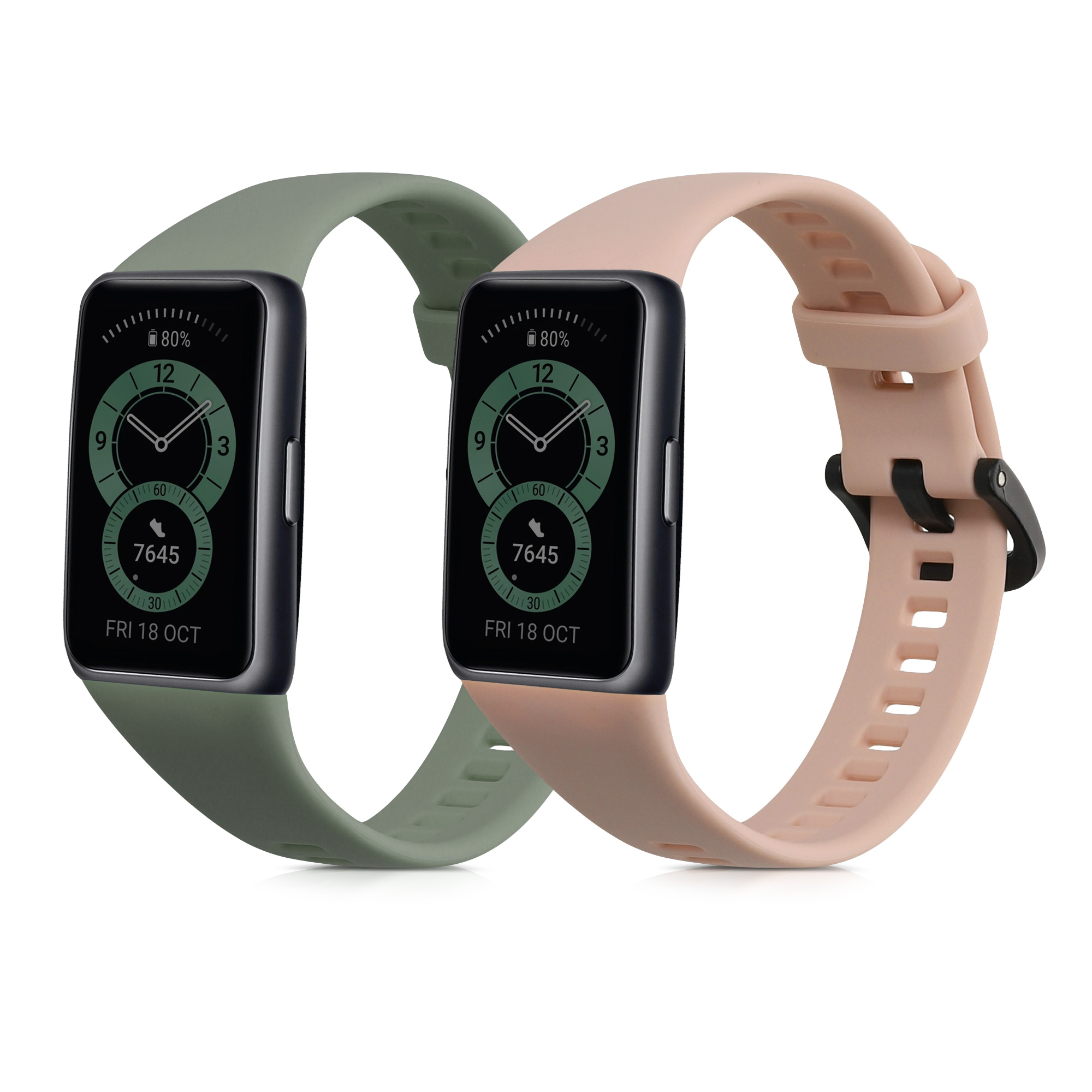 Sada řemínků na chytré hodinky Huawei Band 6 / 6 Pro / Honor Band 7 / 6 2 ks pudrově růžovo-pastelově zelené