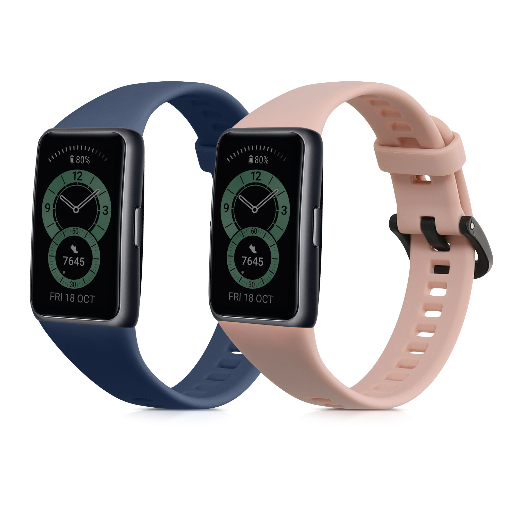 Sada řemínků na chytré hodinky Huawei Band 6 / 6 Pro / Honor Band 7 / 6 2 ks tmavě modro-pudrově růžové