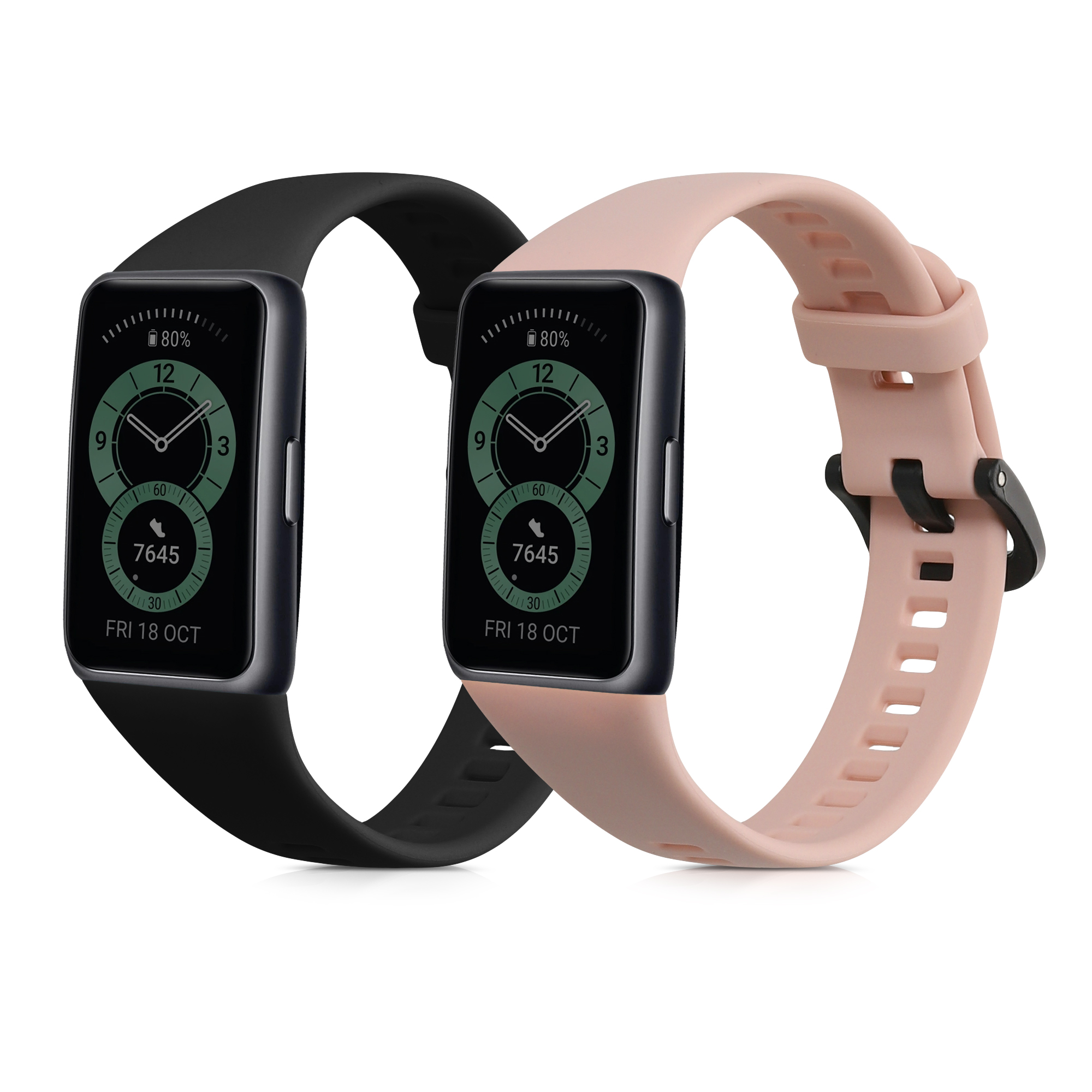 Sada řemínků na chytré hodinky Huawei Band 6 / 6 Pro / Honor Band 7 / 6 2 ks pudrově růžové