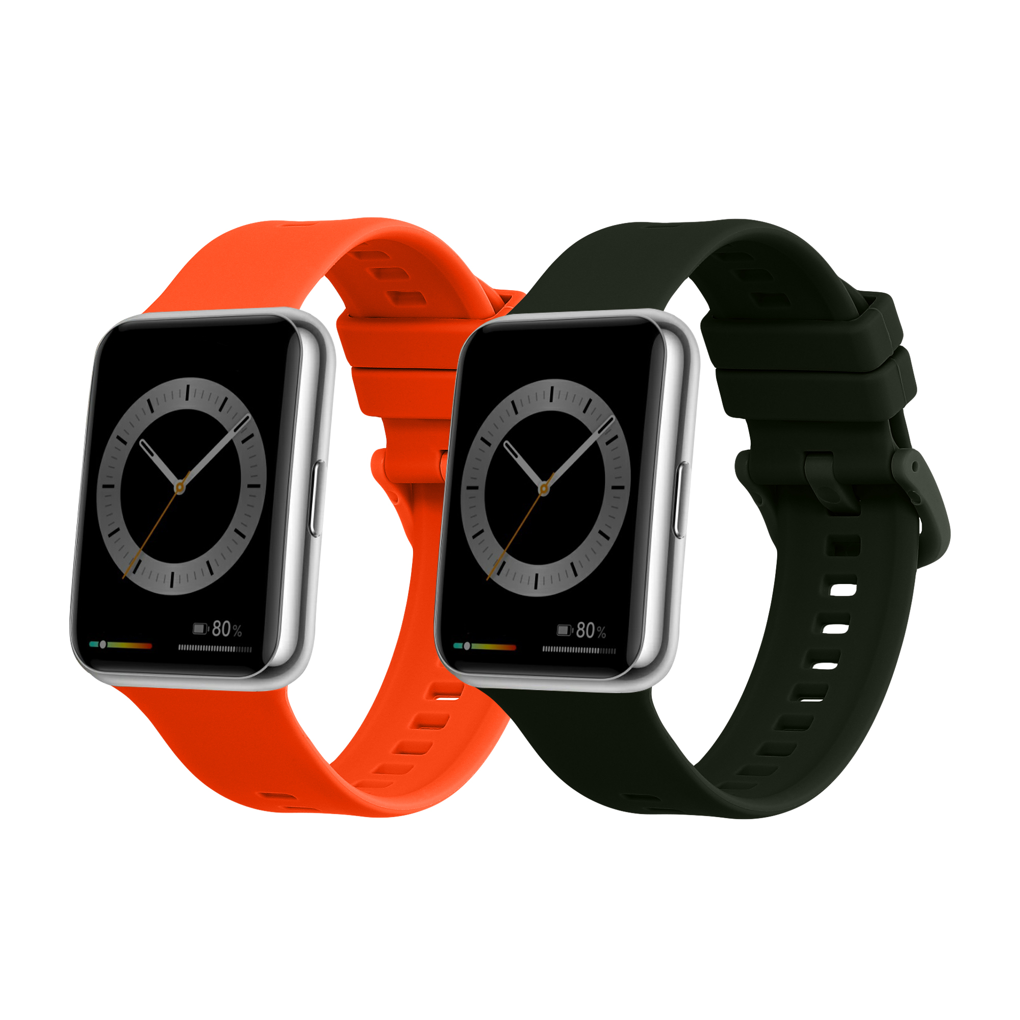 Náhradní řemínky Huawei Watch Fit 2 sada ks tmavě zelená/oranžová kwmobile