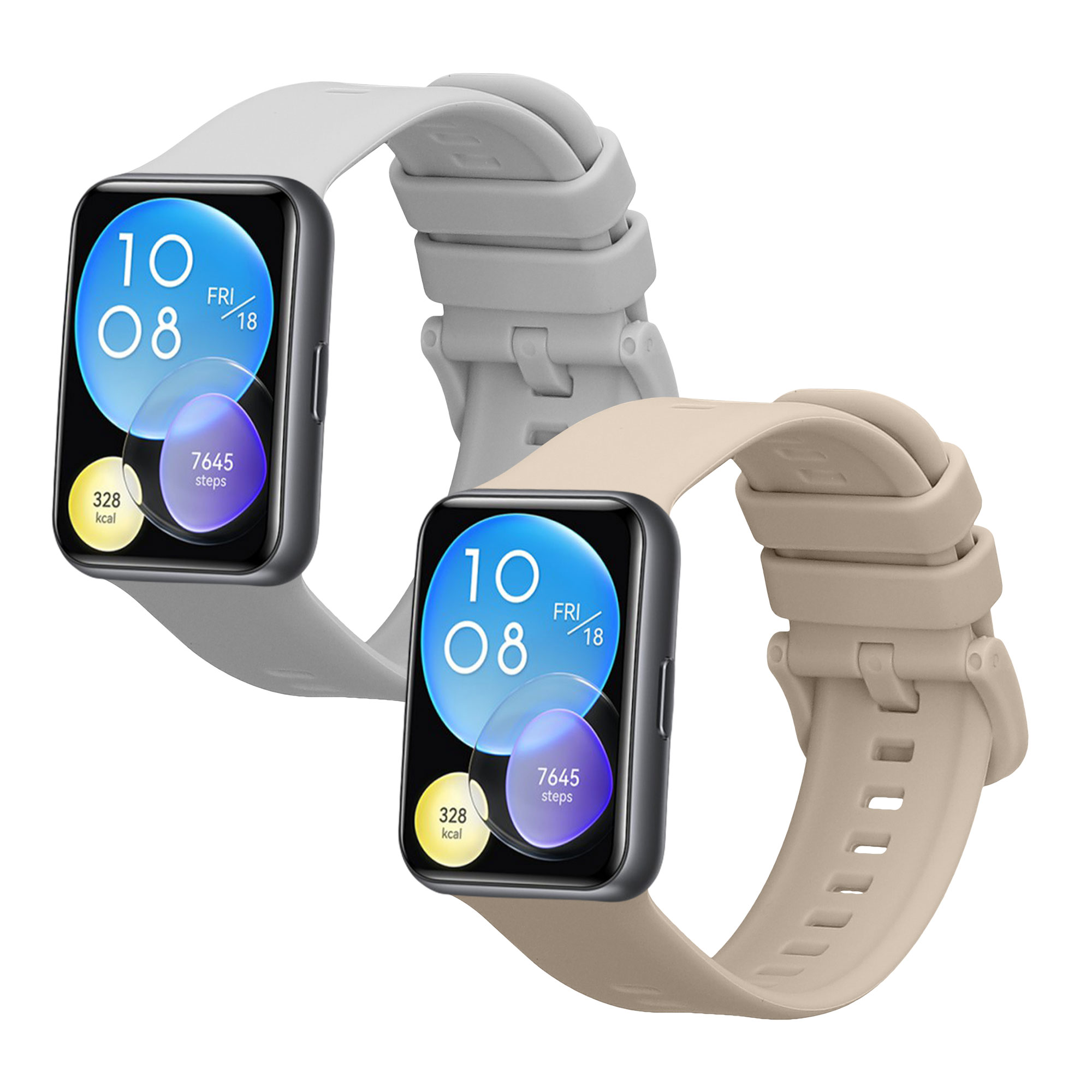 Silikonové řemínky pro Huawei Watch Fit 2, 2 ks kwmobile ‑ světle modrá / béžová