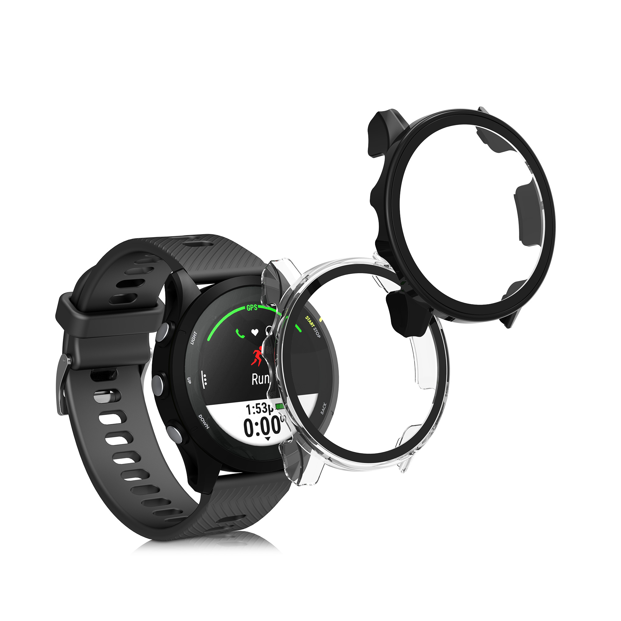 Tvrzené sklo s rámečkem Garmin Forerunner 255 / 255 kwmobile 2 ks černá / transp