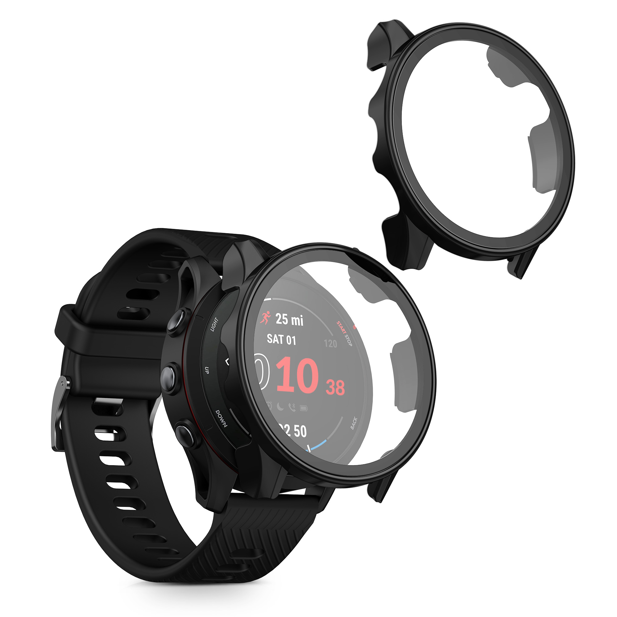 2x obal s ochranným sklem pro Garmin Forerunner 255 / 255 Music kwmobile - černá