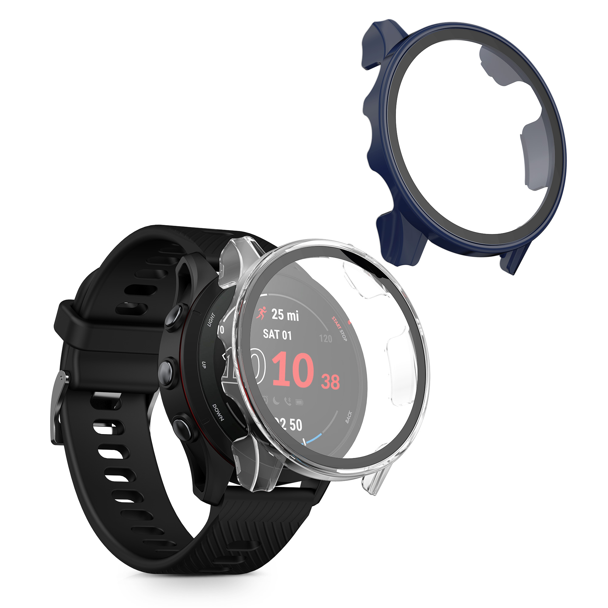 Tvrzené sklo s rámečkem Garmin Forerunner 255 / 255 kwmobile 2 ks transparentní