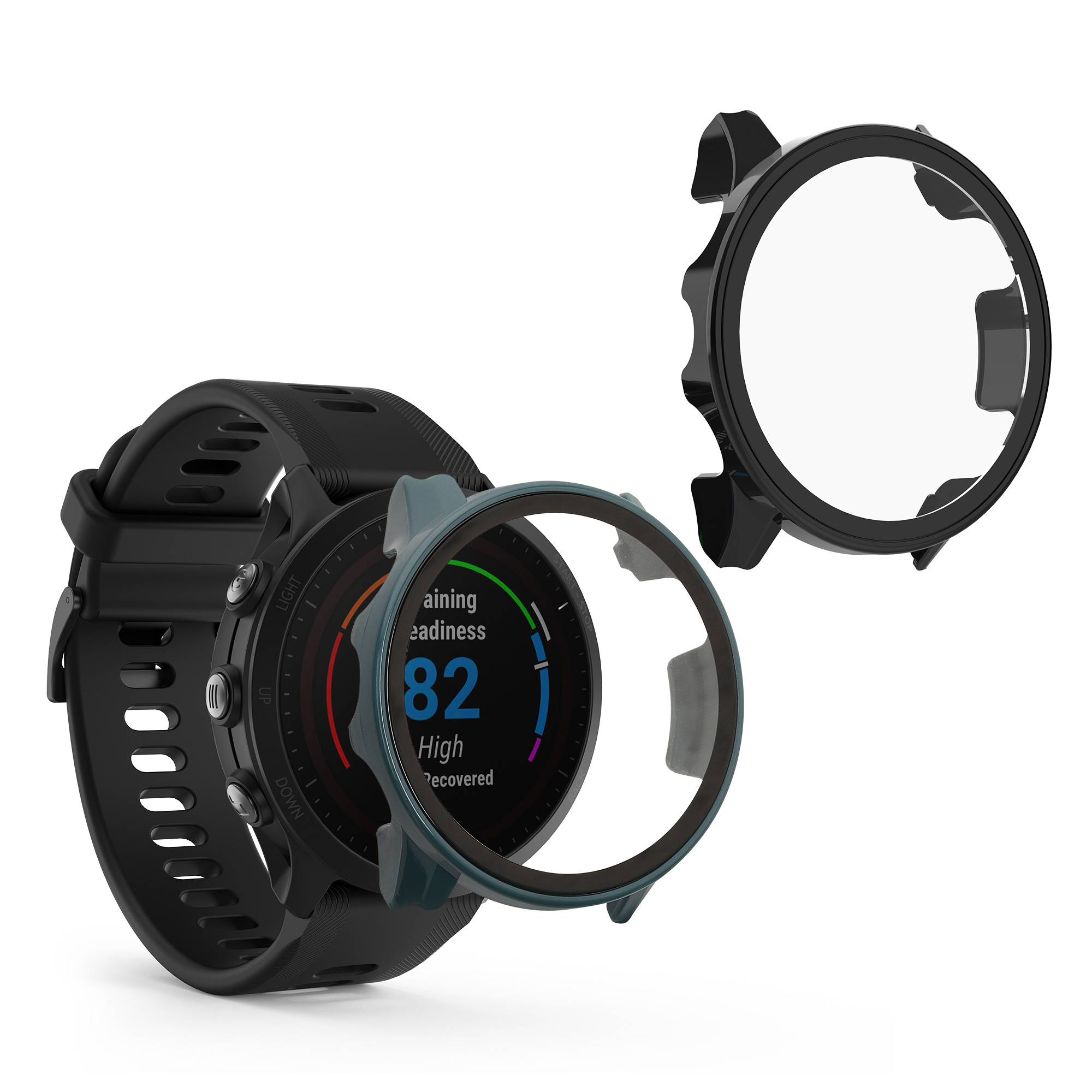 Tvrzené sklo s rámečkem Garmin Forerunner 955 Solar kwmobile 2 ks černá / tmavě