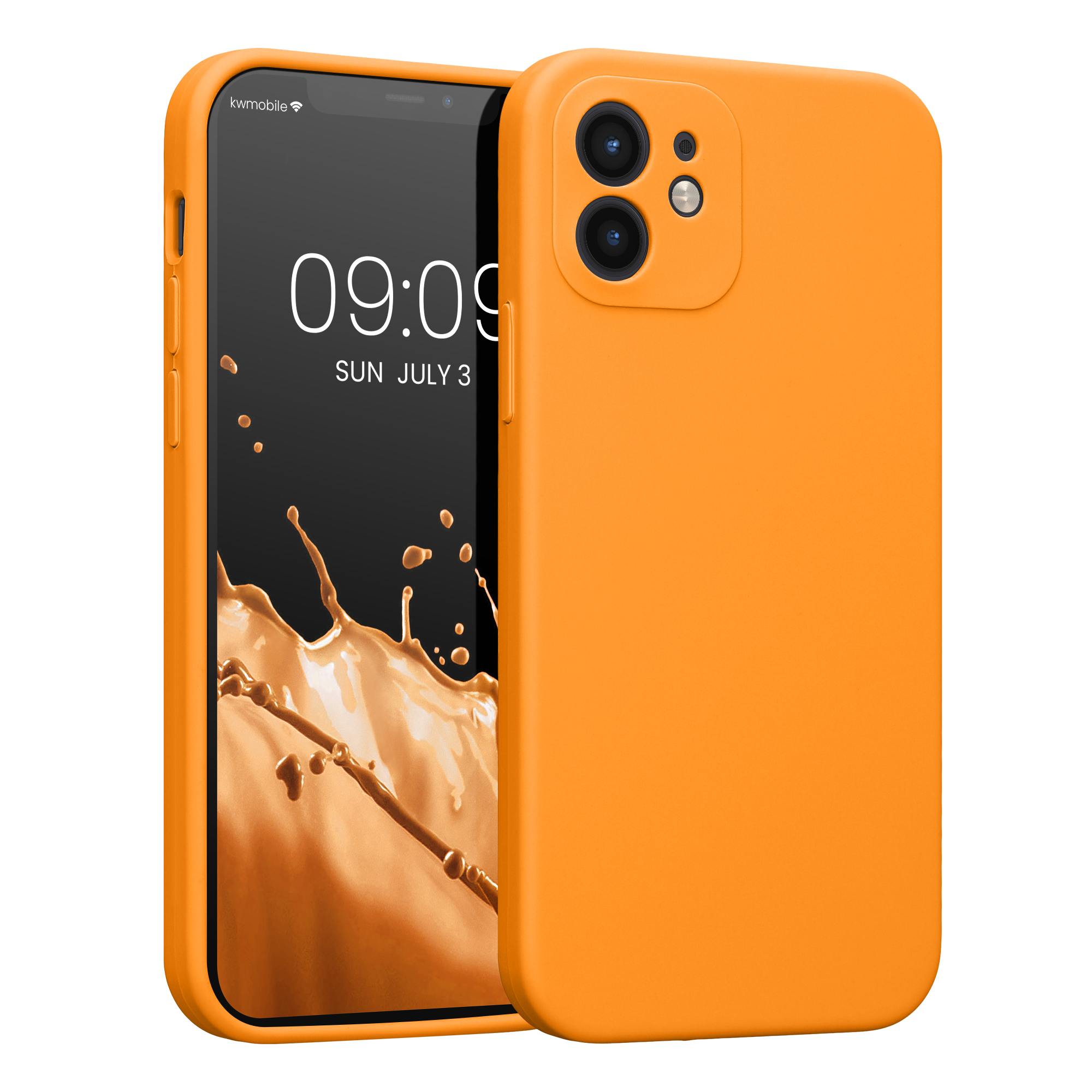 Pouzdro pro Apple iPhone 12 kwmobile tenké silikonové - ovocná oranžová