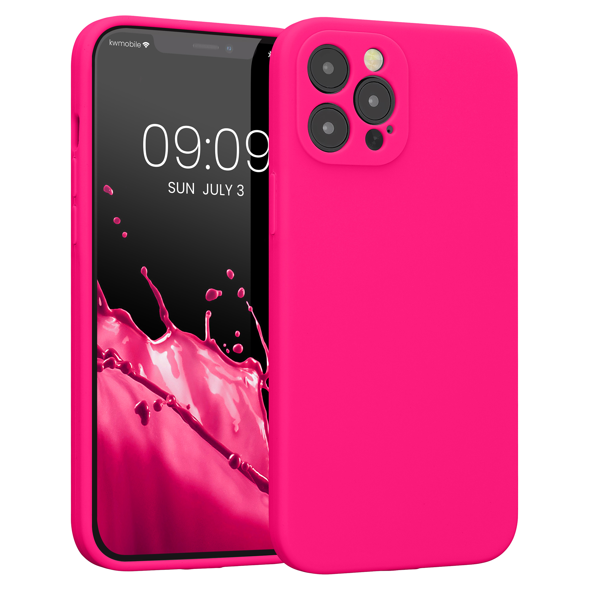 Silikonový kryt kwmobile pro iPhone 12 Pro Max - neonově růžová