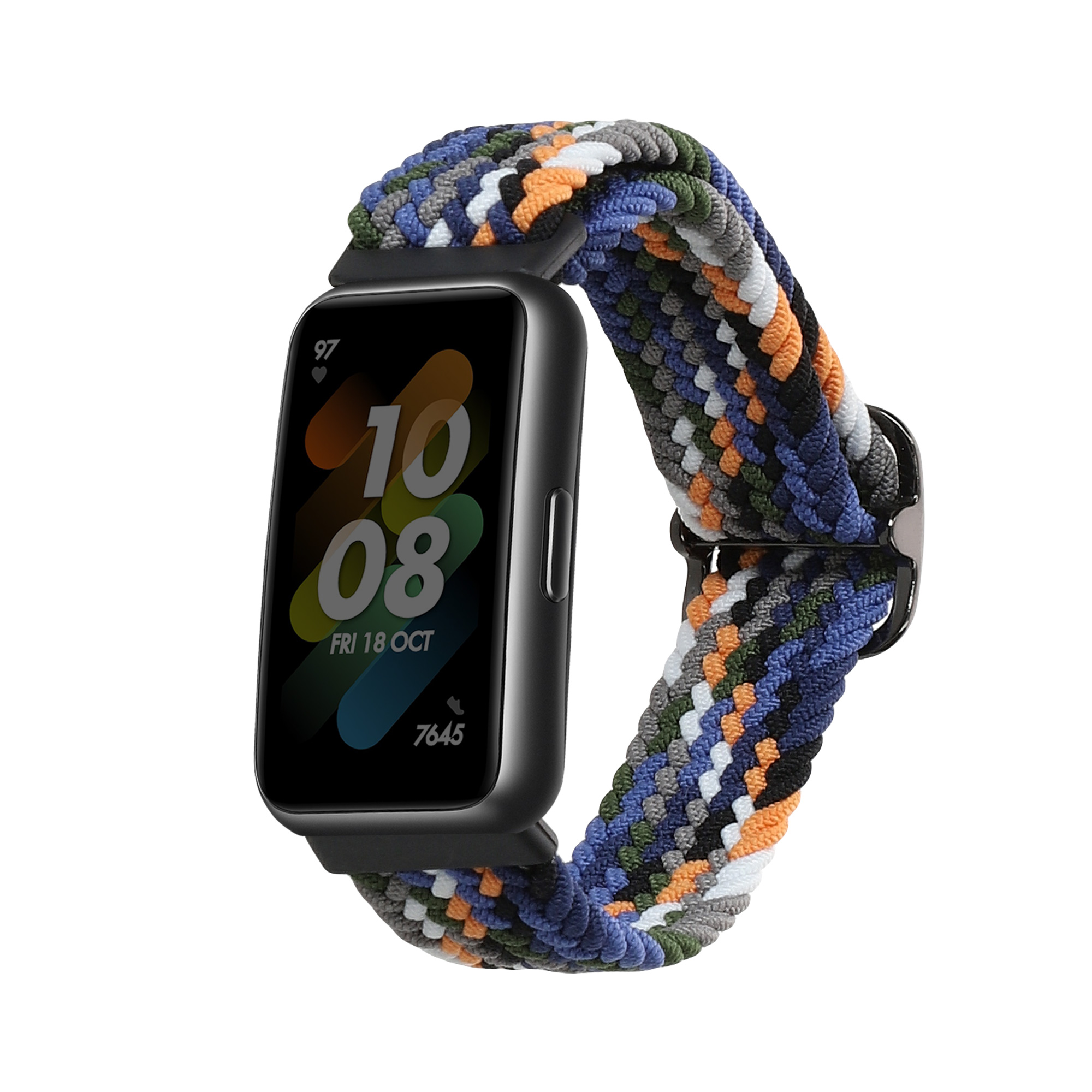 Nylonový řemínek na chytré hodinky Huawei Band 7 tmavě modro-žluto-šedé