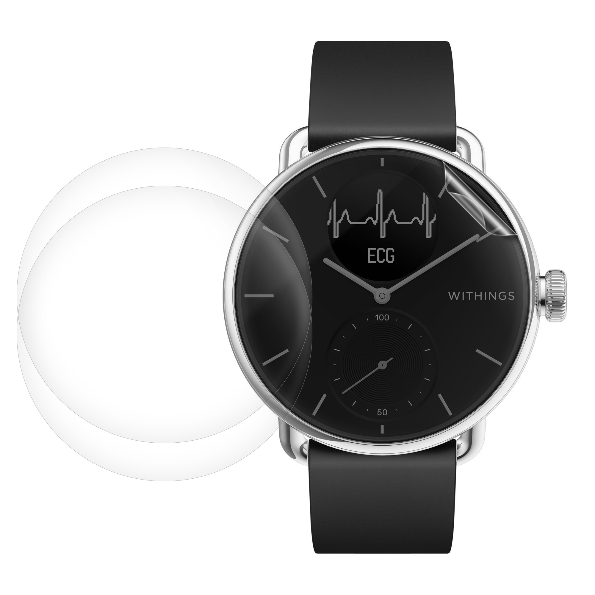 3x Ochranná fólie Withings Scanwatch 38mm kwmobile - transparentní