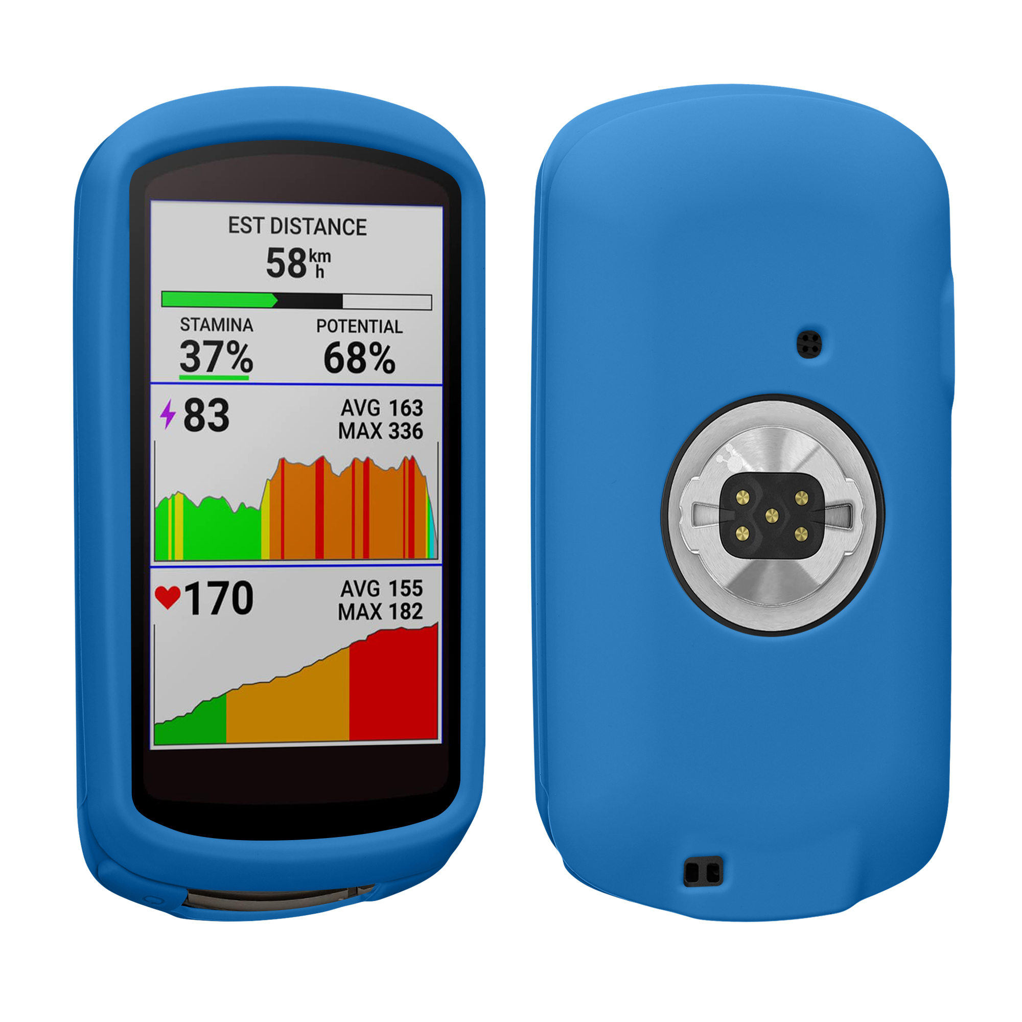 Silikonové pouzdro pro Garmin Edge 1040 / 1040 Solar kwmobile - měkký gumový ochranný kryt na cyklo GPS, modrá