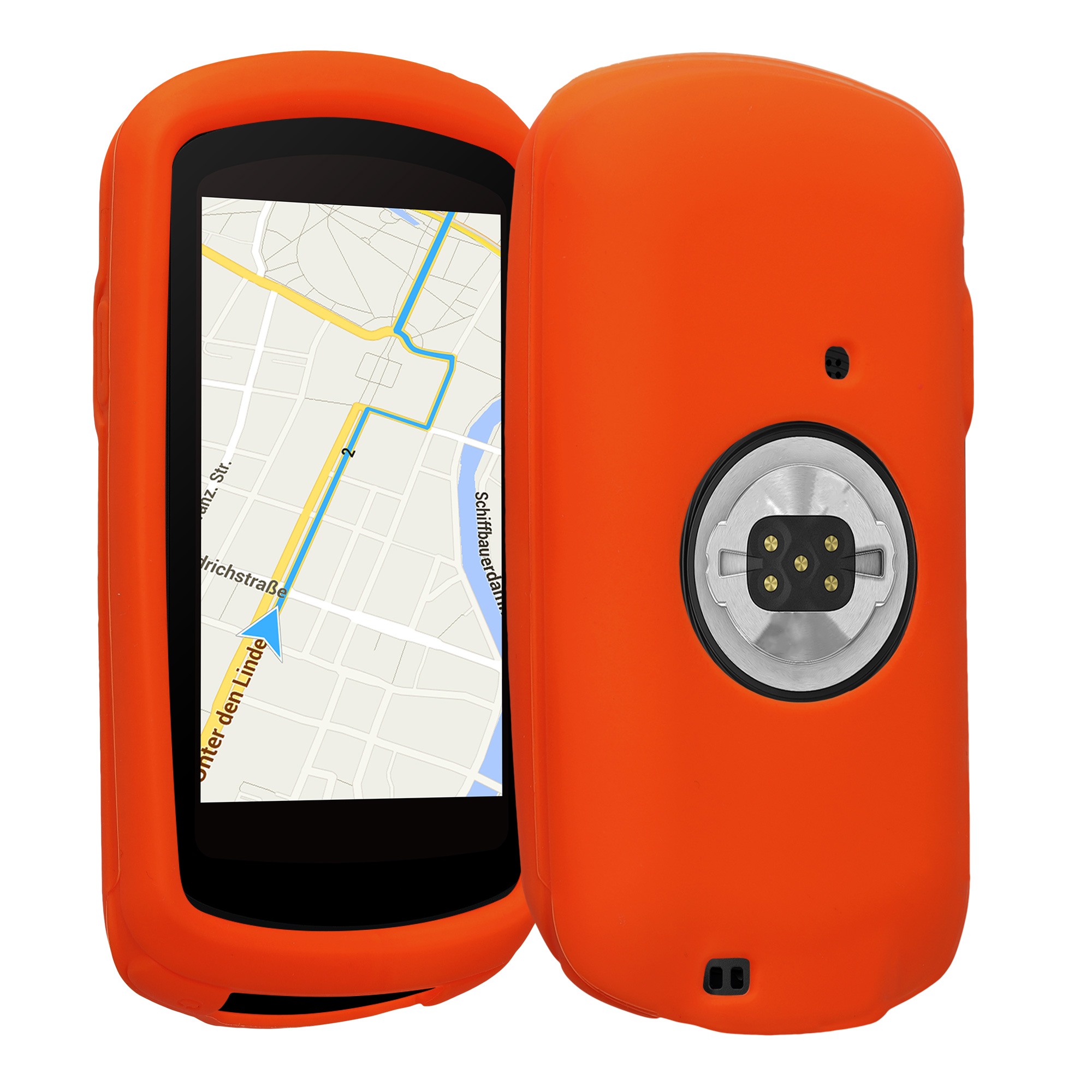 Silikonové pouzdro pro Garmin Edge 1040 / 1040 Solar kwmobile - měkký gumový ochranný kryt na cyklo GPS, letní oranžová