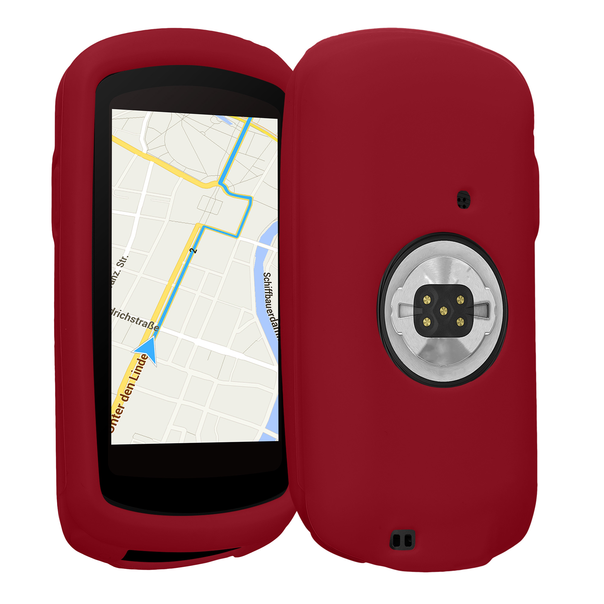 Silikonové pouzdro pro Garmin Edge 1040 / 1040 Solar kwmobile - měkký gumový ochranný kryt na cyklo GPS, vínová
