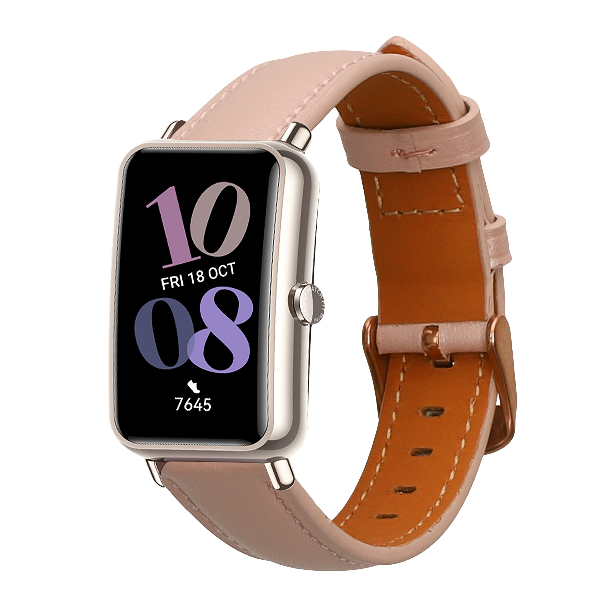 Kožený řemínek Huawei Watch Fit mini pudrová růžová/hnědá kwmobile