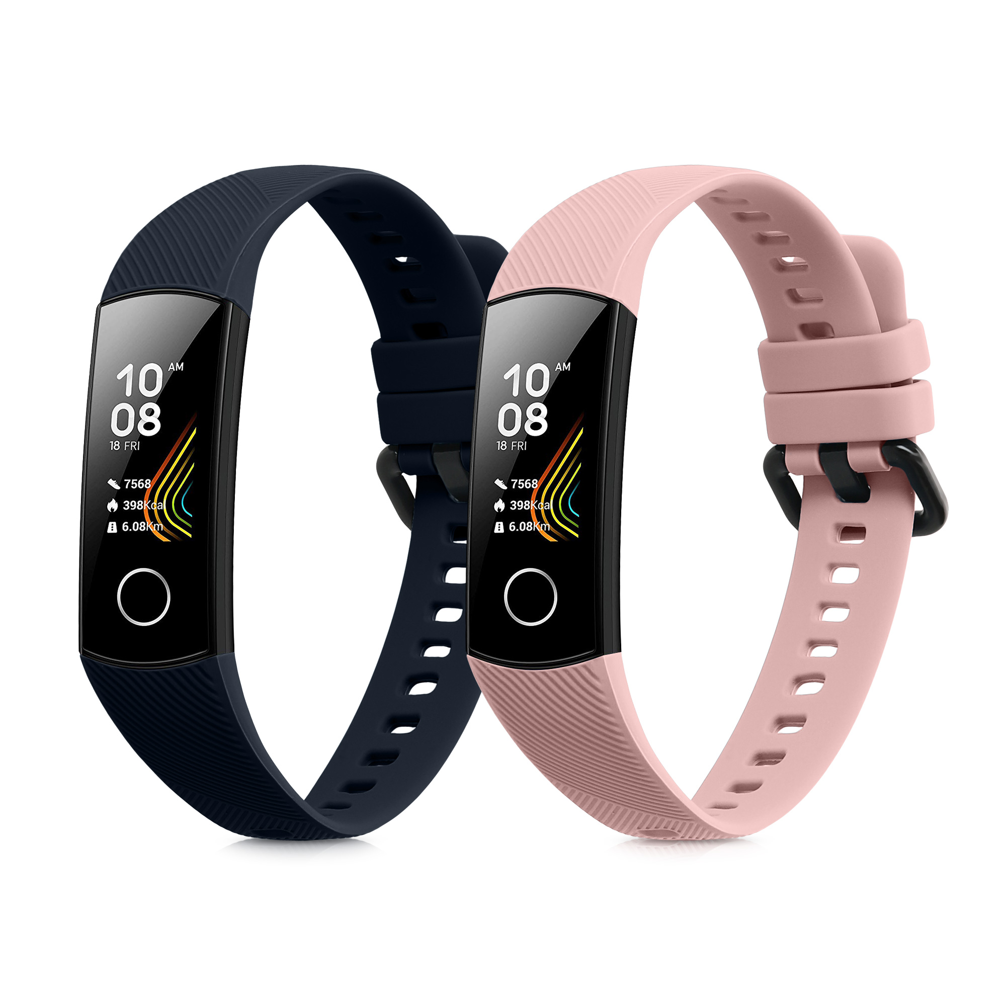 Řemínky pro HONOR Band 5 / Band 4 kwmobile silikonové - tmavě modrá / starorůžová