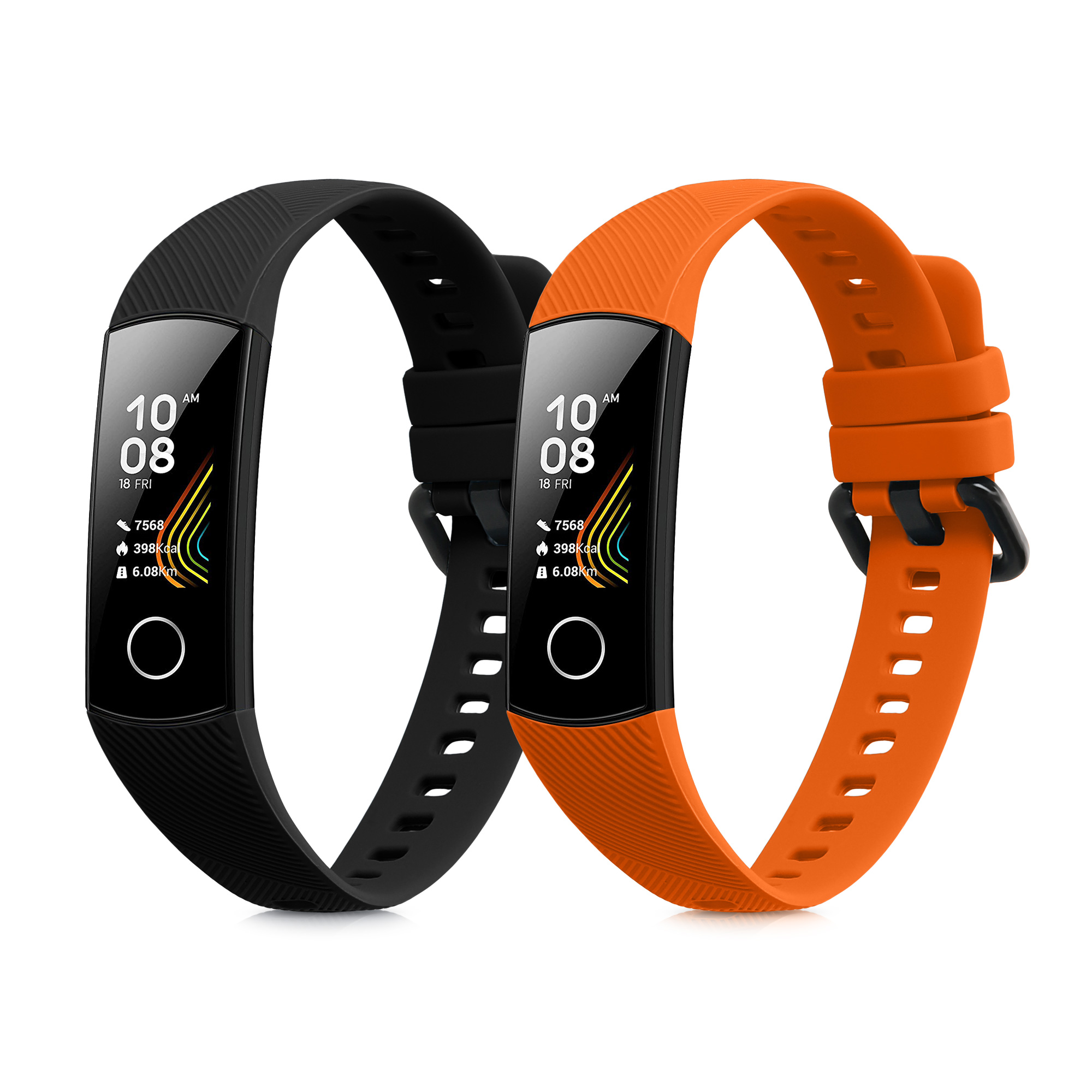 Sada řemínků na chytré hodinky HONOR Band 5 / Band 4 2 ks černo-oranžové