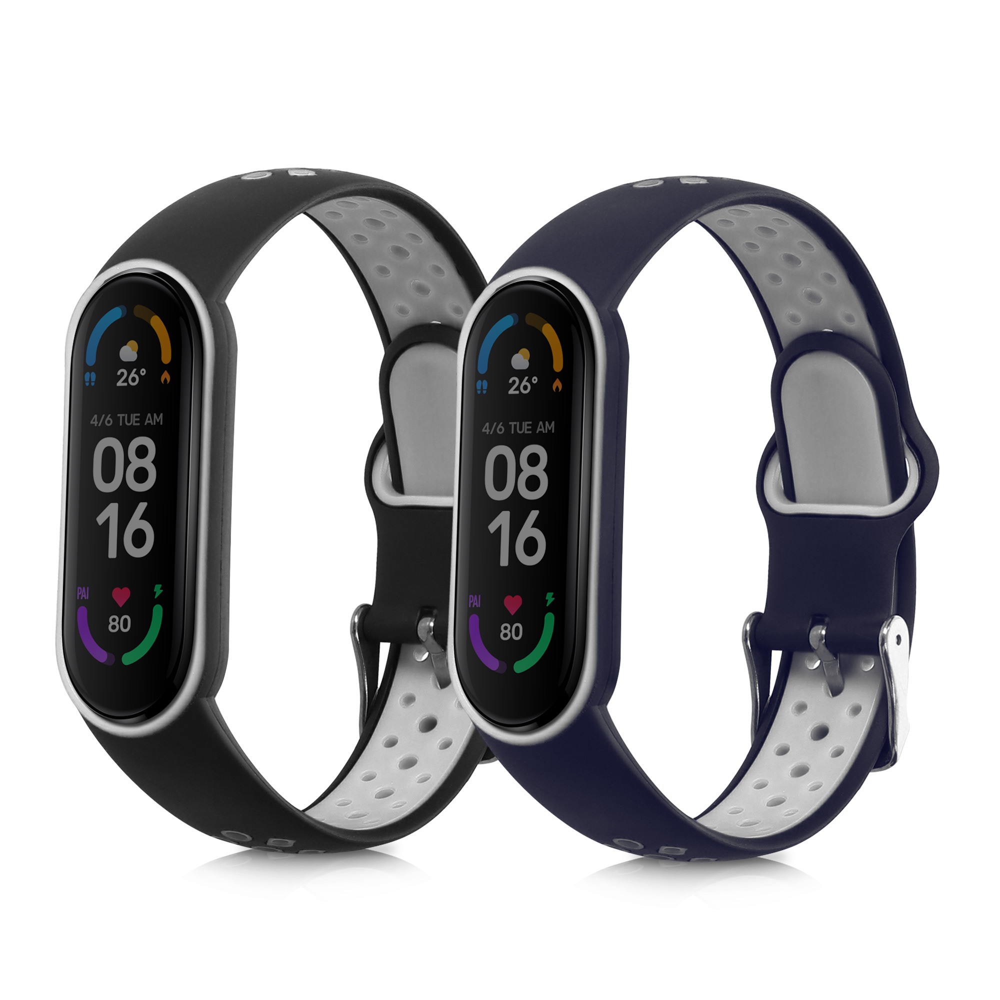 Řemínky pro Xiaomi Mi Smart Band 6 / Mi Band 6 / Band 5 kwmobile silikonové - černá / šedá / tmavě modrá / bílá