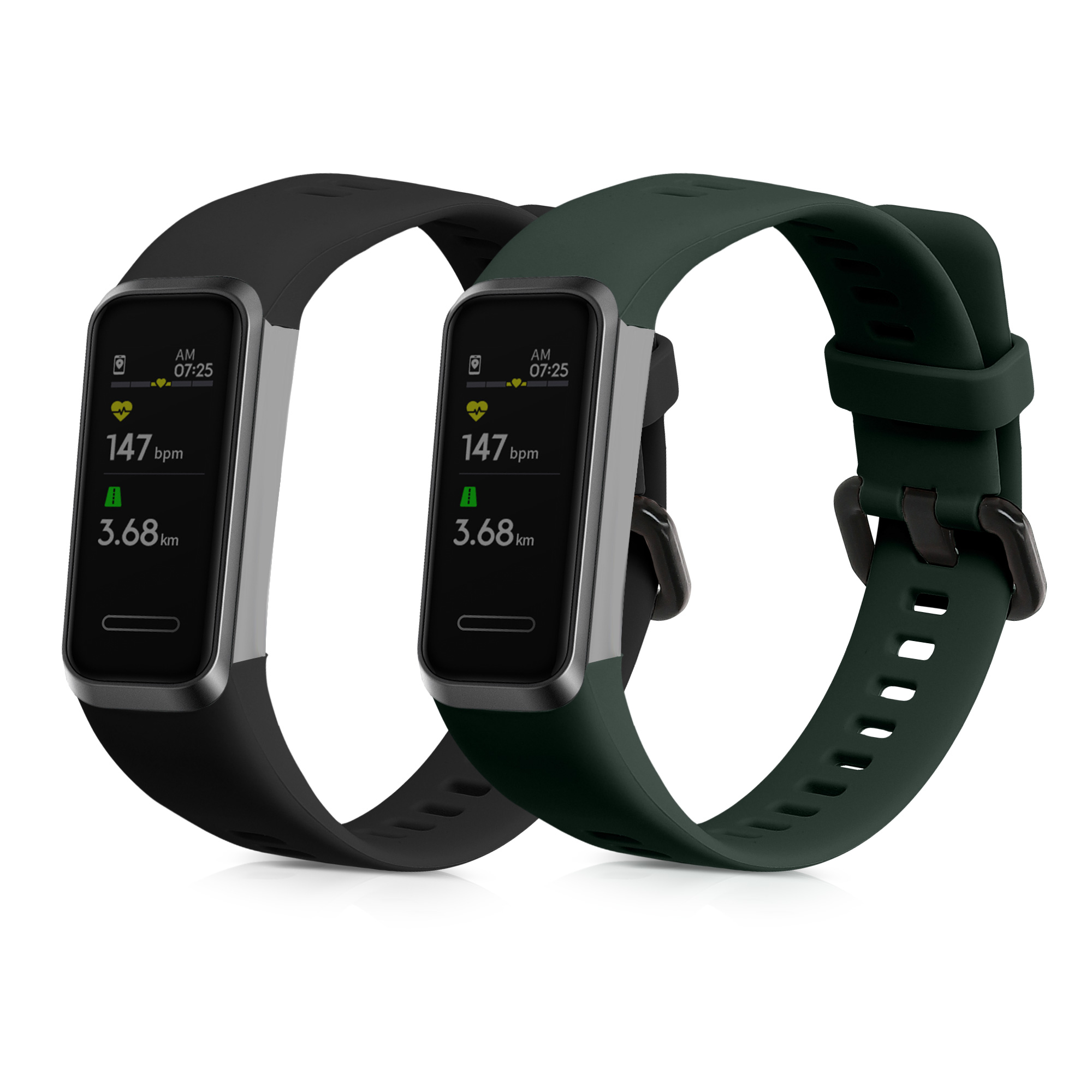 Sada řemínků na chytré hodinky Huawei Band 4 2 ks černo-tmavě zelené