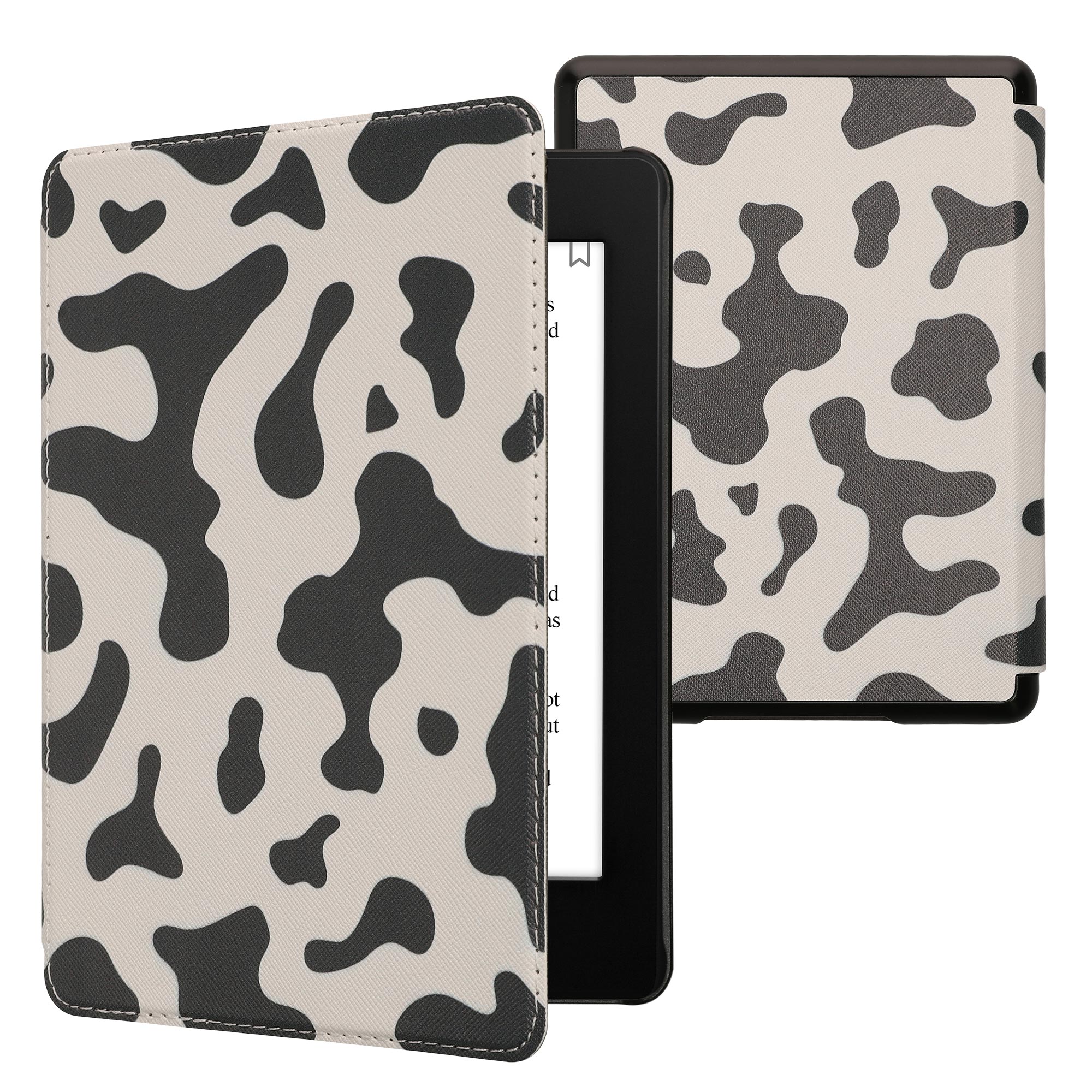 Pouzdro na čtečku kwmobile Amazon Kindle Paperwhite 11 Generation 2021 Case - Cow Print černá / bílá