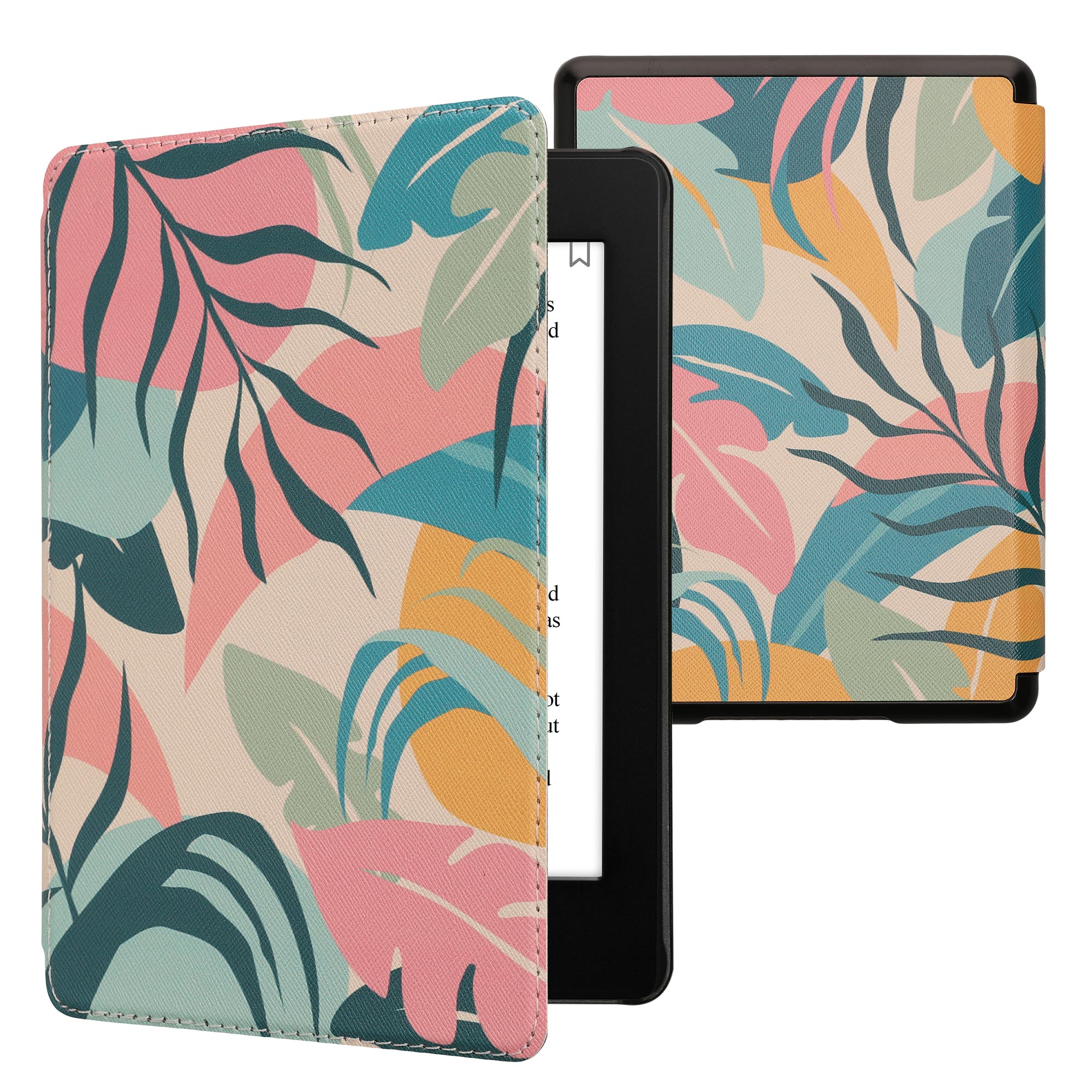 Pouzdro na čtečku kwmobile Amazon Kindle Paperwhite 11 Generation 2021 Case - Tropical Jungle růžová / žlutá / zelená
