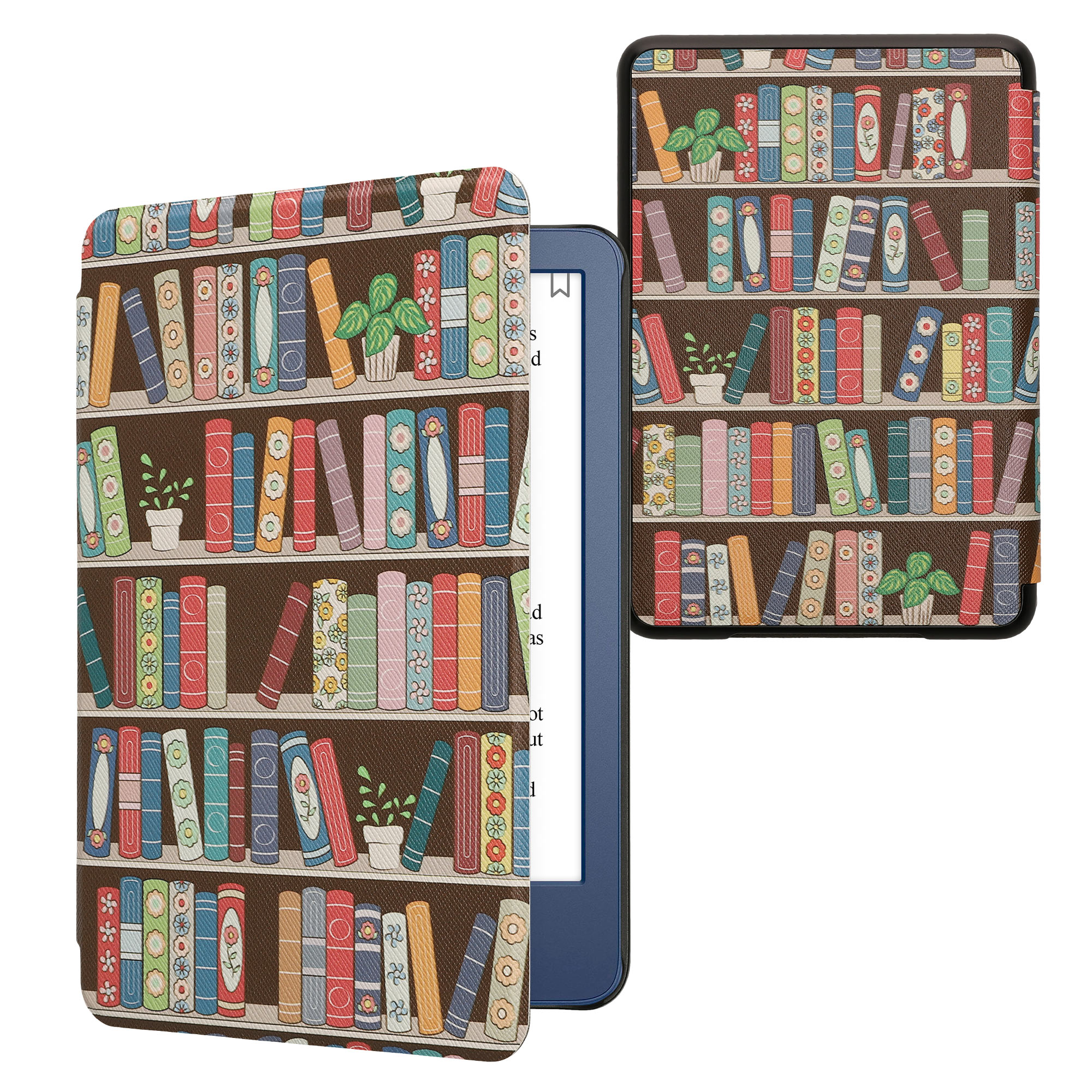Pouzdro na čtečku kwmobile pro Amazon Kindle (2022/2024) - motiv Summer Library modrá / zelená / tmavě růžová
