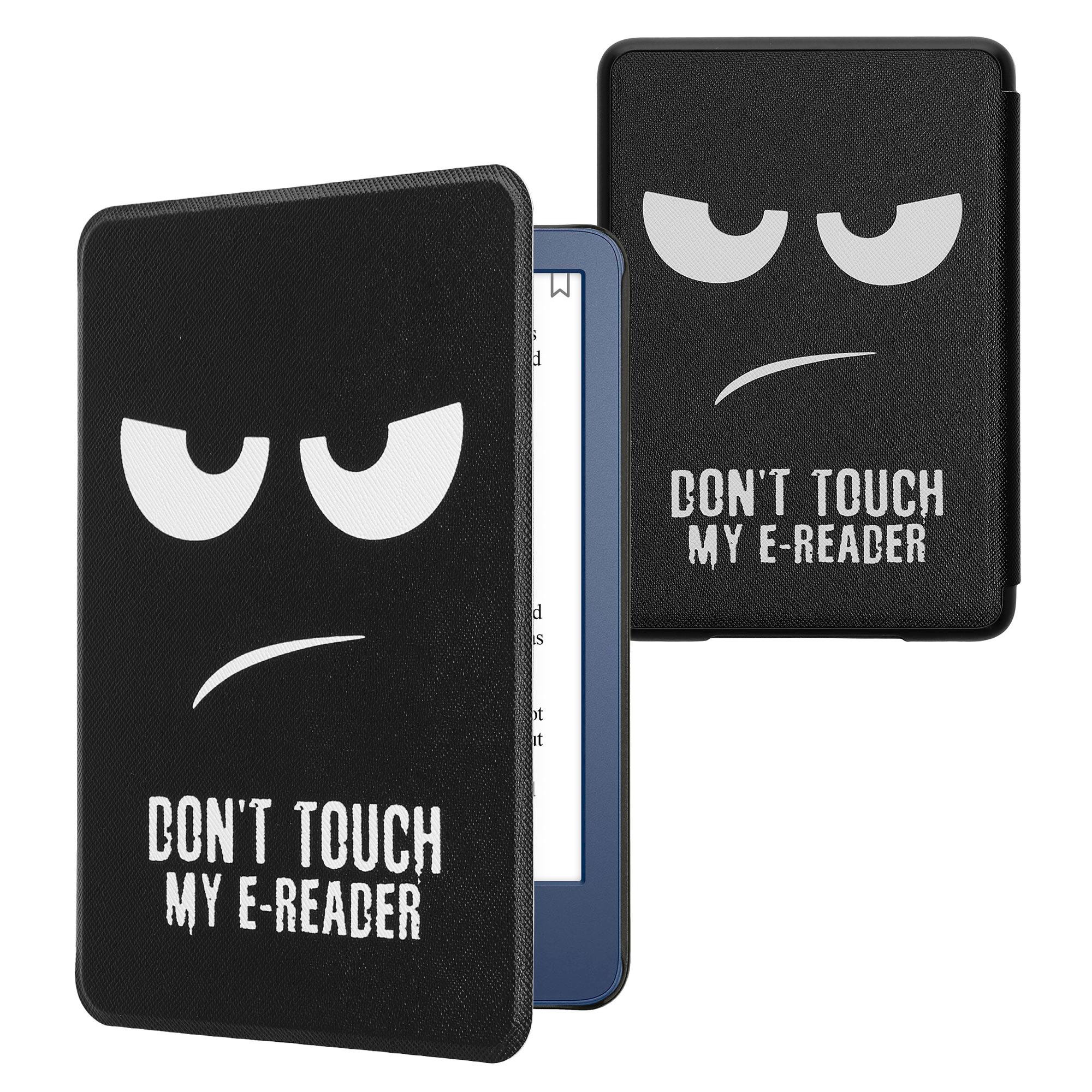 Pouzdro na čtečku kwmobile pro Amazon Kindle (2022/2024) - motiv Don't Touch My E-Reader bílá / černá