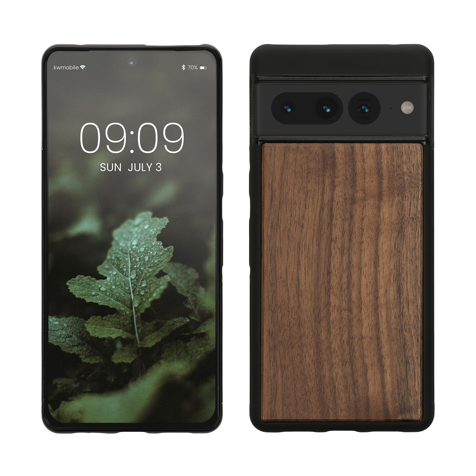 Dřevěný kryt na mobil Google Pixel 7 Pro, nárazuvzdorný - kwmobile, tmavě hnědý